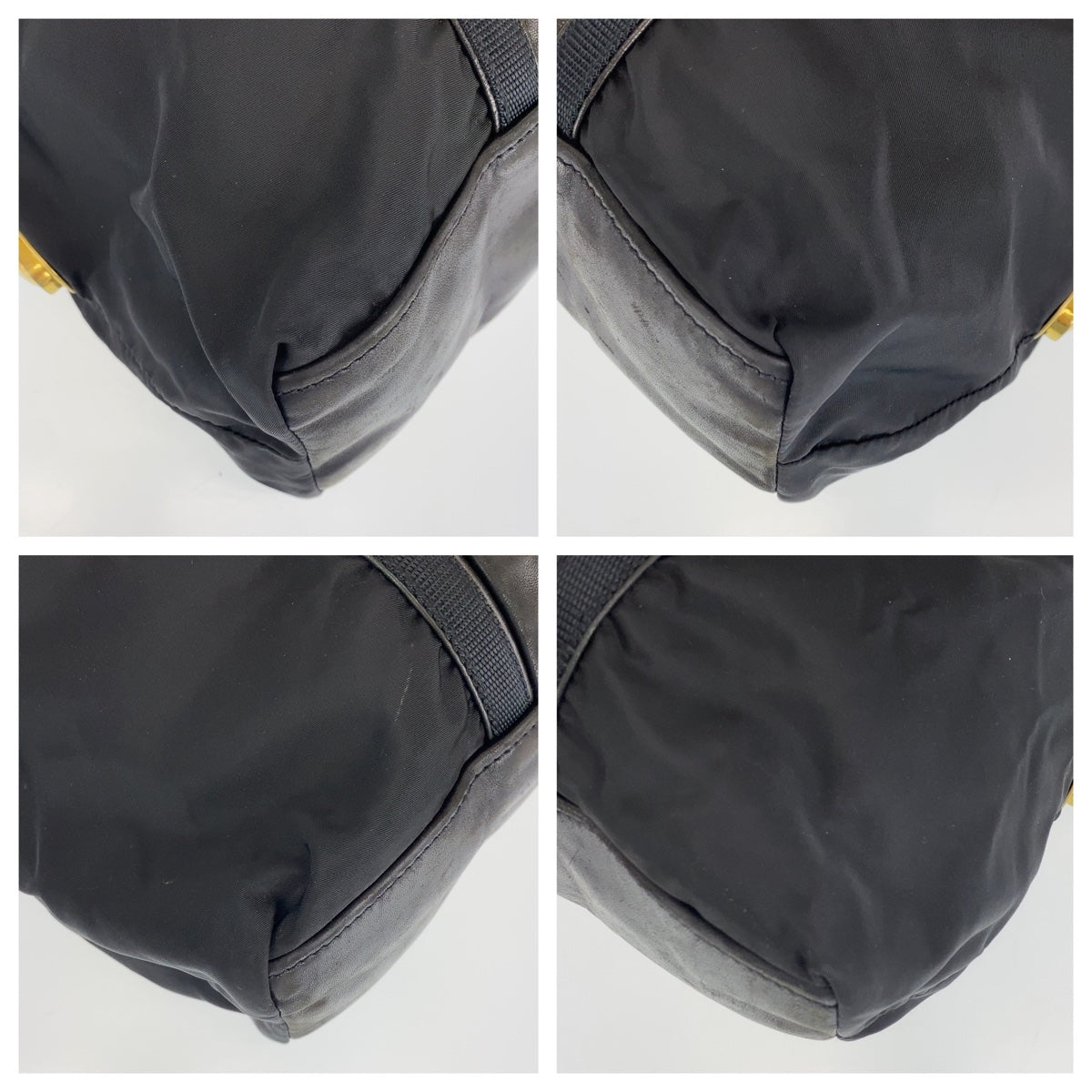 H-00275
PRADA プラダ テスート ブラック 黒 ゴールド金具 ナイロン / レザー ショルダーバッグ トートバッグ  レディース