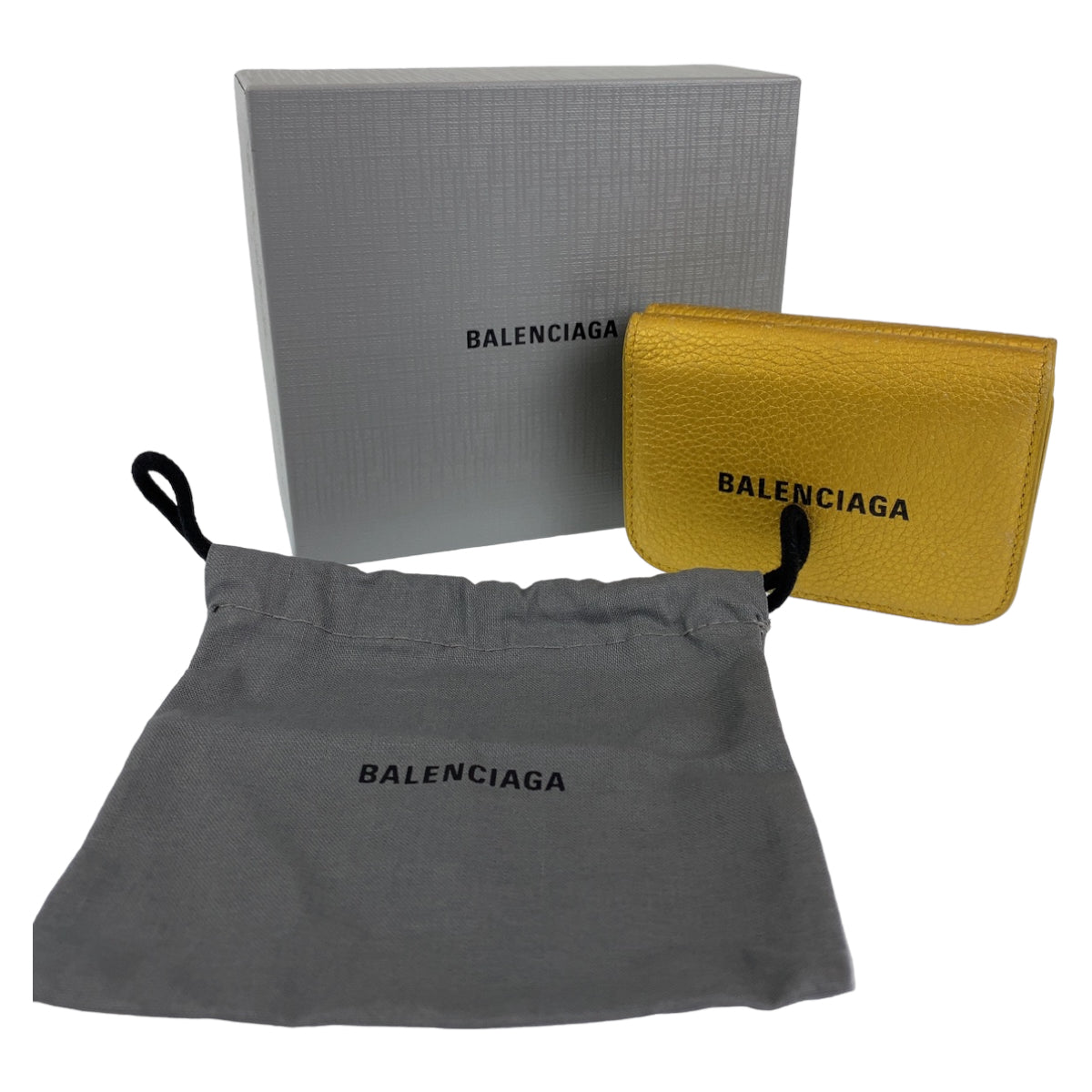 10176
 BALENCIAGA Everyday Cash Mini Unisex Gold Black Leather 558813-8060-R-1317 Folding Wallet Tri-fold Wallet Compact Wallet Women's