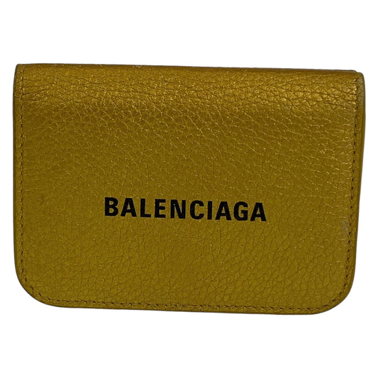 10176
 BALENCIAGA Everyday Cash Mini Unisex Gold Black Leather 558813-8060-R-1317 Folding Wallet Tri-fold Wallet Compact Wallet Women's