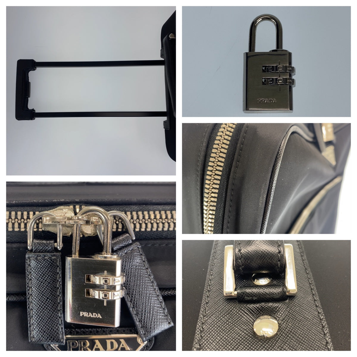 C-069
PRADA プラダ テスート 男女兼用 ブラック 黒 シルバー金具 ナイロン / レザー VV029M キャリーバッグ キャリーケース スーツケース  レディース