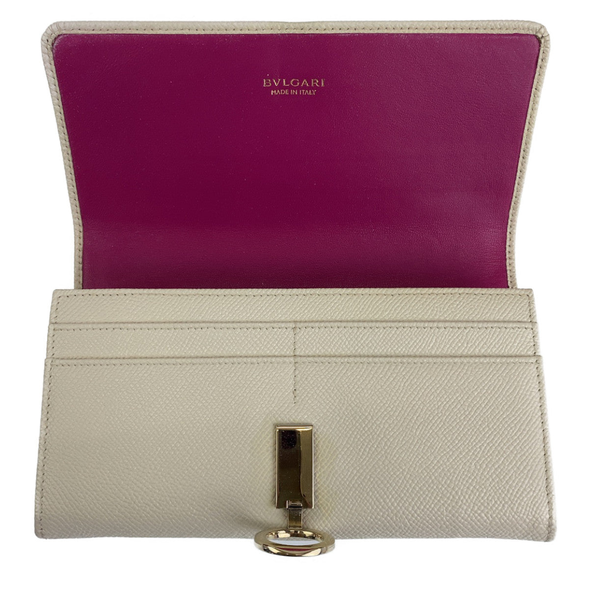 10184
BVLGARI ブルガリ ラージウォレット ビーゼロ アイボリー ホワイト 中ピンク レザー 長財布 ロングウォレット  レディース