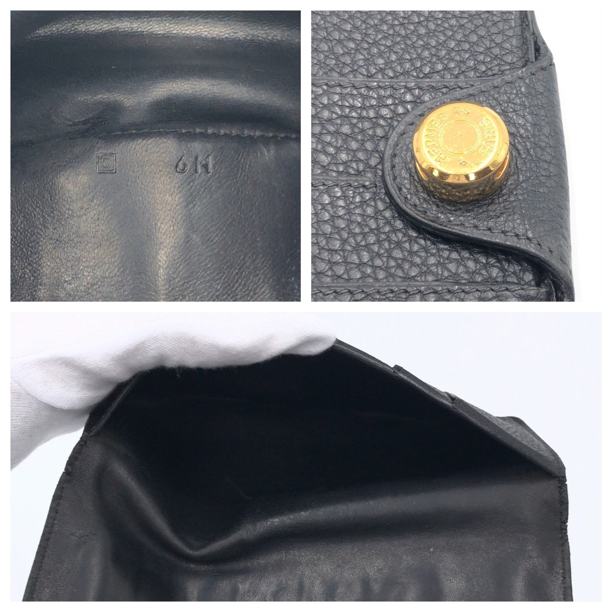 C-118
HERMES エルメス ドゴンMM 男女兼用 ブラック 黒 ゴールド金具 トゴ 札入れ ロングウォレット D刻印  メンズ