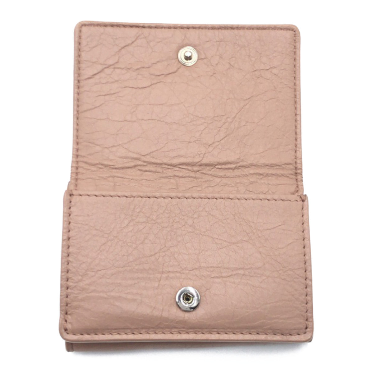 10187
BALENCIAGA バレンシアガ クラシック ミニ ウォレット ピンクベージュ シルバー金具 レザー 477455-6345-Y-203437 折財布 コンパクトウォレット  レディース