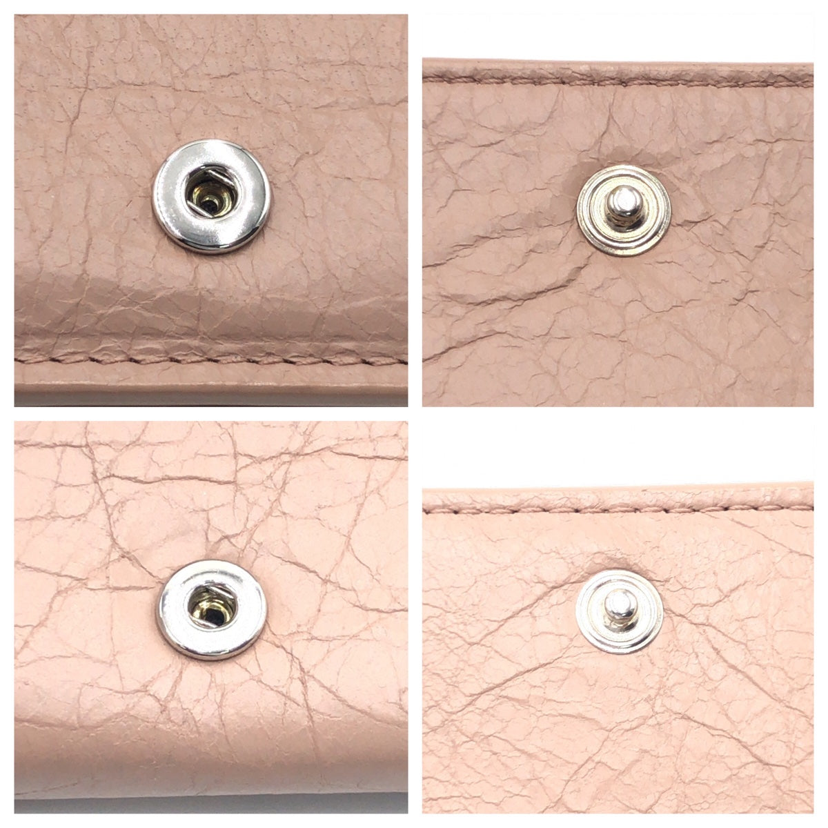 10187
BALENCIAGA バレンシアガ クラシック ミニ ウォレット ピンクベージュ シルバー金具 レザー 477455-6345-Y-203437 折財布 コンパクトウォレット  レディース