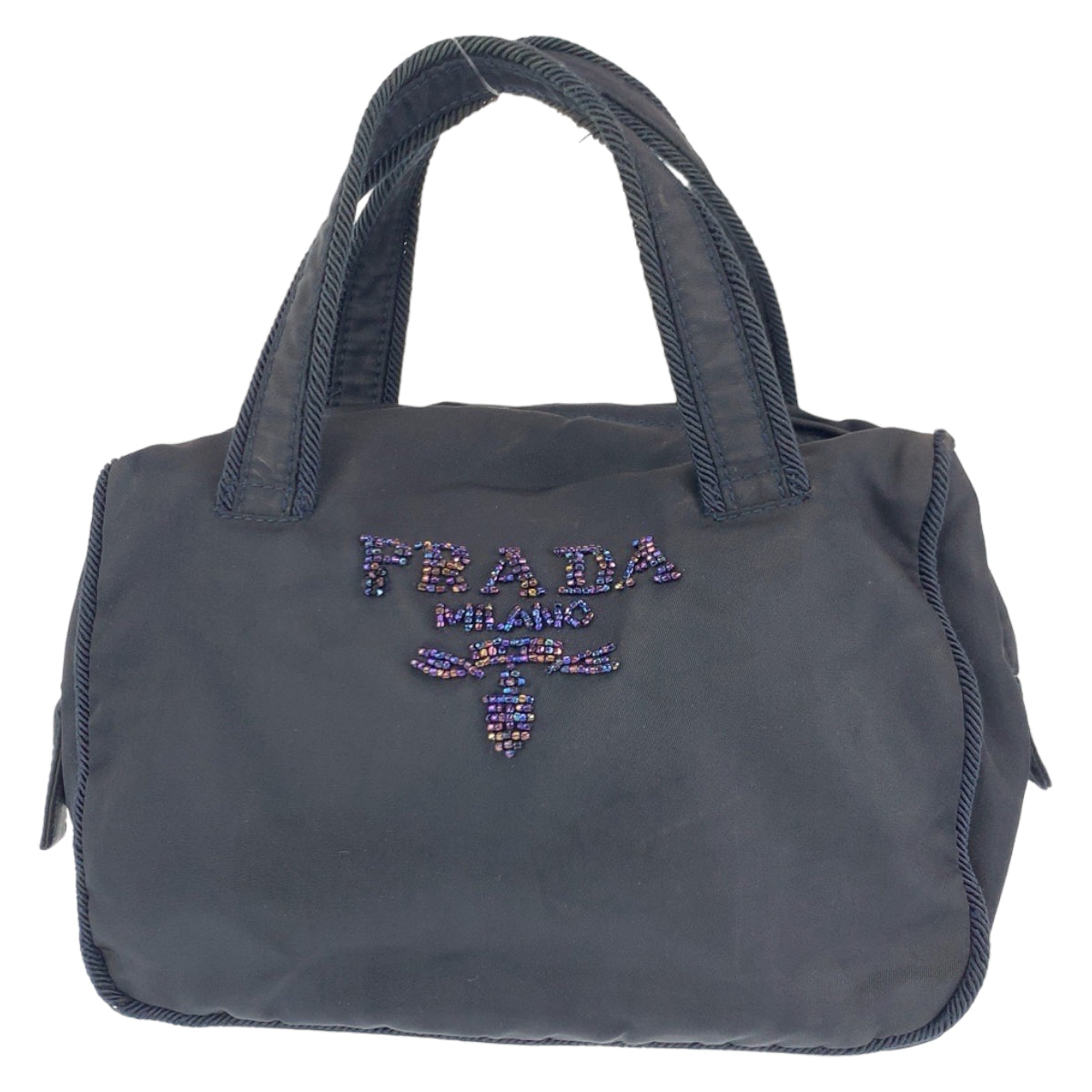H-00280
PRADA プラダ テスート ビーズ ブラック 黒 ナイロン ミニハンドバッグ ポーチ  レディース