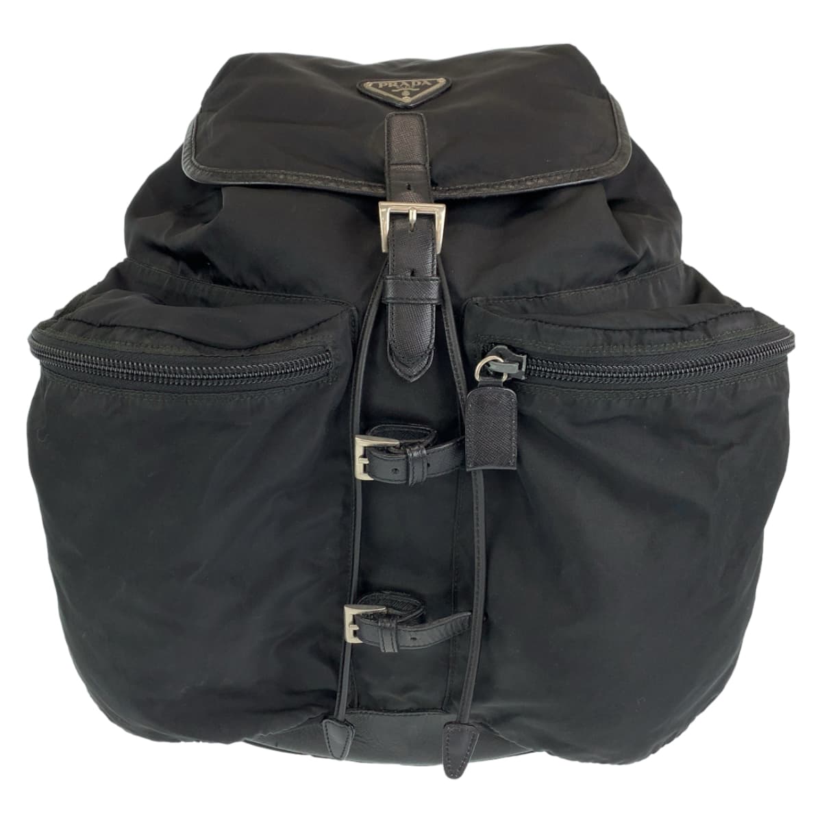 H-00282
PRADA プラダ テスート ブラック 黒 シルバー金具 ナイロン リュックサック バッグパック  レディース