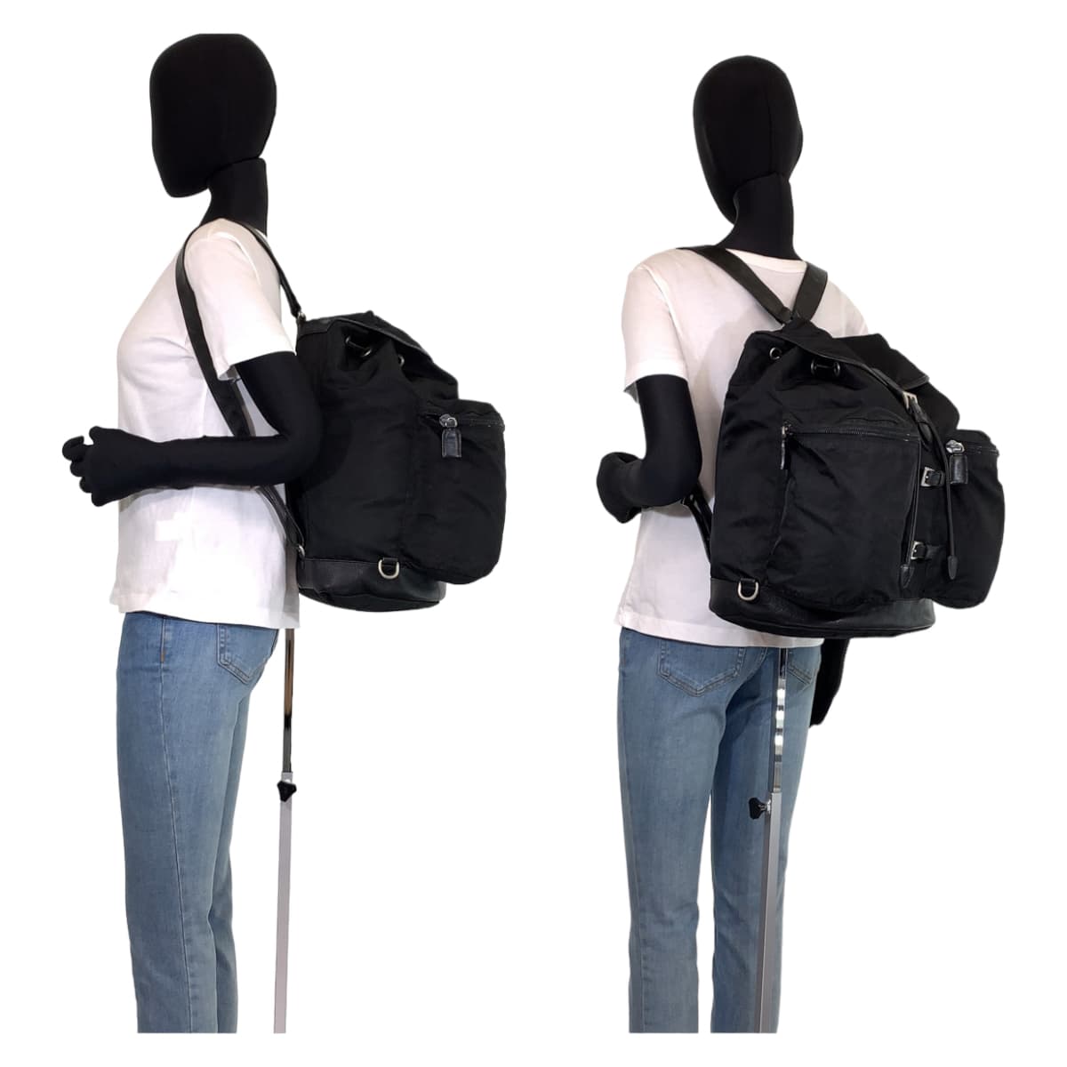 H-00282
PRADA プラダ テスート ブラック 黒 シルバー金具 ナイロン リュックサック バッグパック  レディース