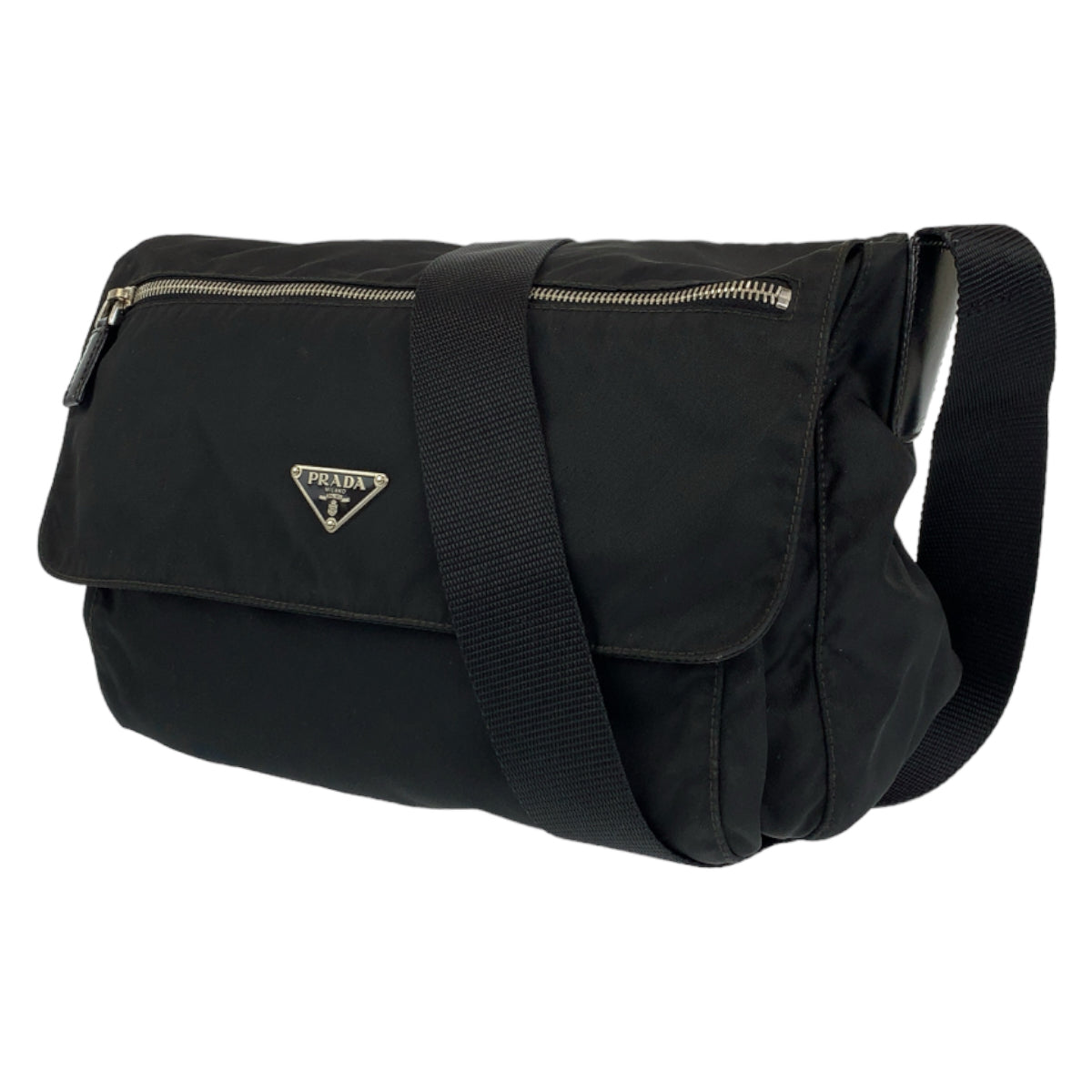 H-00283
PRADA プラダ テスート ブラック 黒 シルバー金具 ナイロン ショルダーバッグ 斜め掛けバッグ  レディース