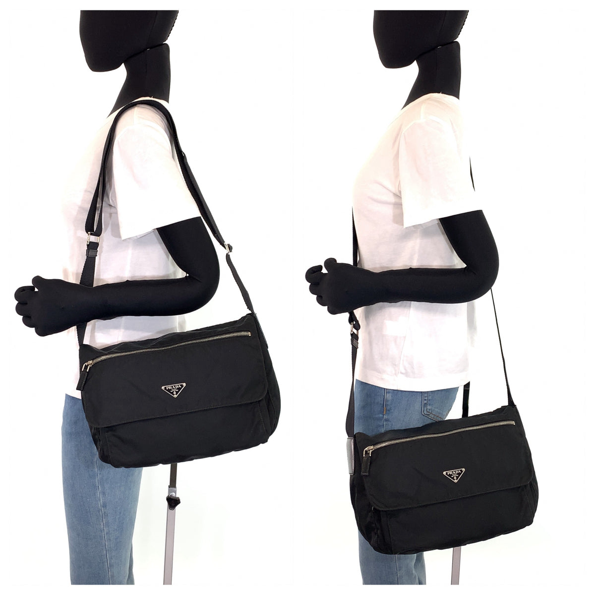 H-00283
PRADA プラダ テスート ブラック 黒 シルバー金具 ナイロン ショルダーバッグ 斜め掛けバッグ  レディース
