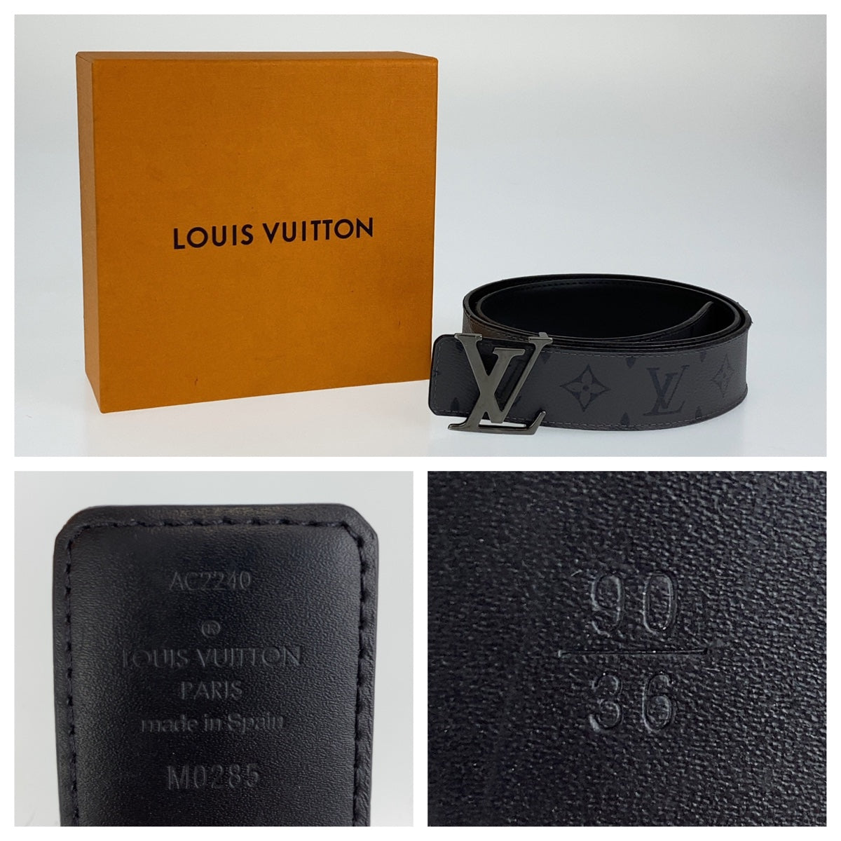 H-00284
LOUIS VUITTON ルイヴィトン モノグラム エクリプスリバース サンチュール イニシャル グレー 灰色 ブラック 黒 PVC M0285 ベルト バッグルベルト  メンズ