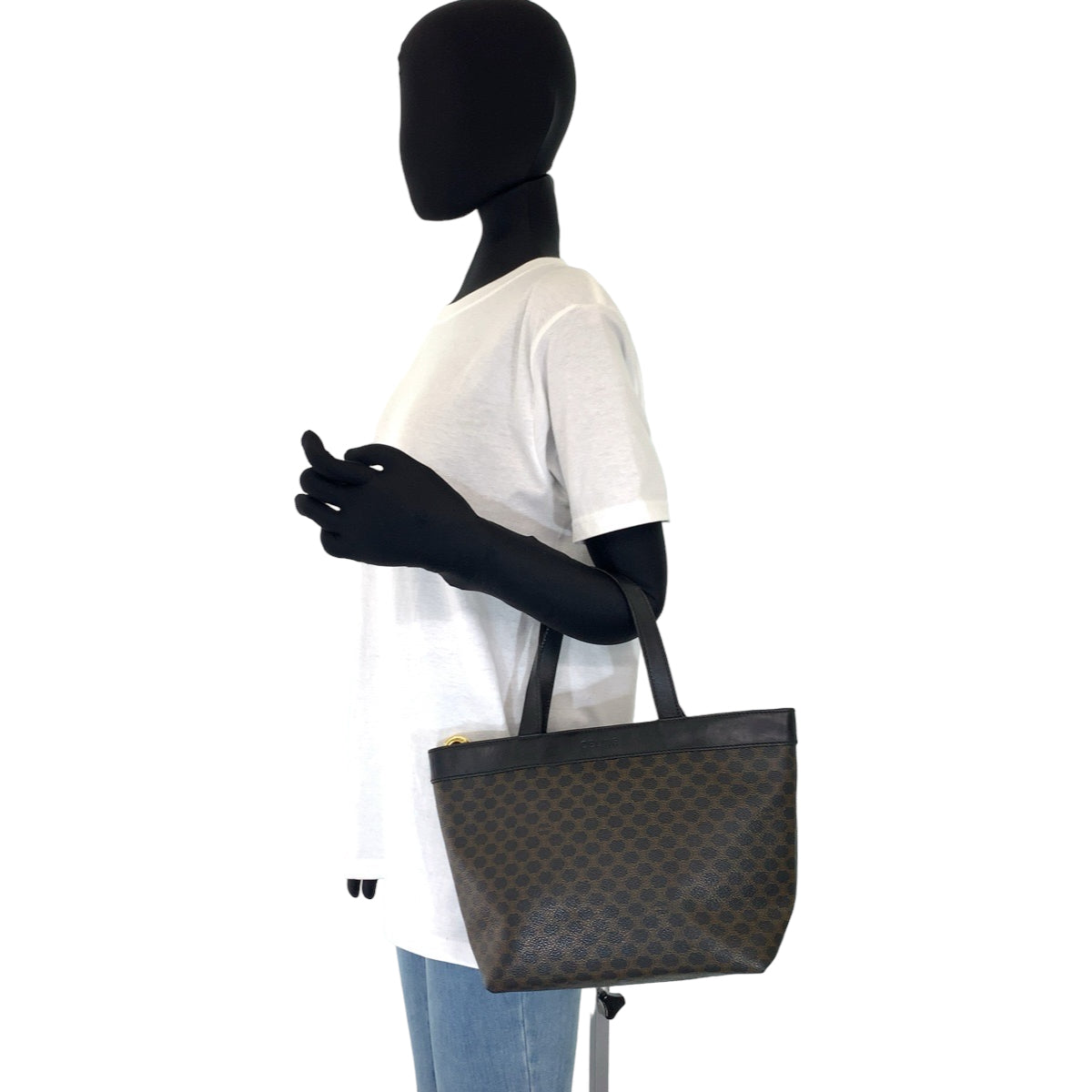H-00174
CELINE セリーヌ マカダム ブラウン 茶 PVC ハンドバッグ トートバッグ  レディース