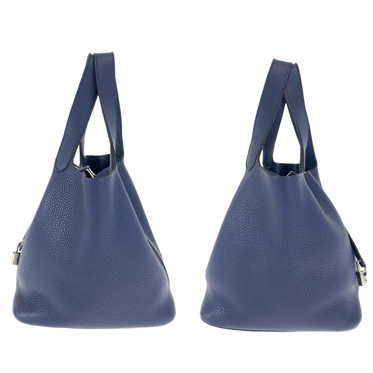A-098
HERMES エルメス ピコタンロックMM ブルーサフィール ネイビー  紺 シルバー金具 トリヨンクレマンス トートバッグ ハンドバッグ R刻印  レディース