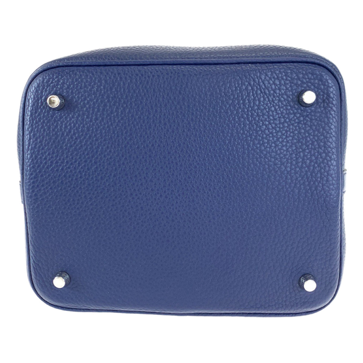 A-098
HERMES エルメス ピコタンロックMM ブルーサフィール ネイビー  紺 シルバー金具 トリヨンクレマンス トートバッグ ハンドバッグ R刻印  レディース