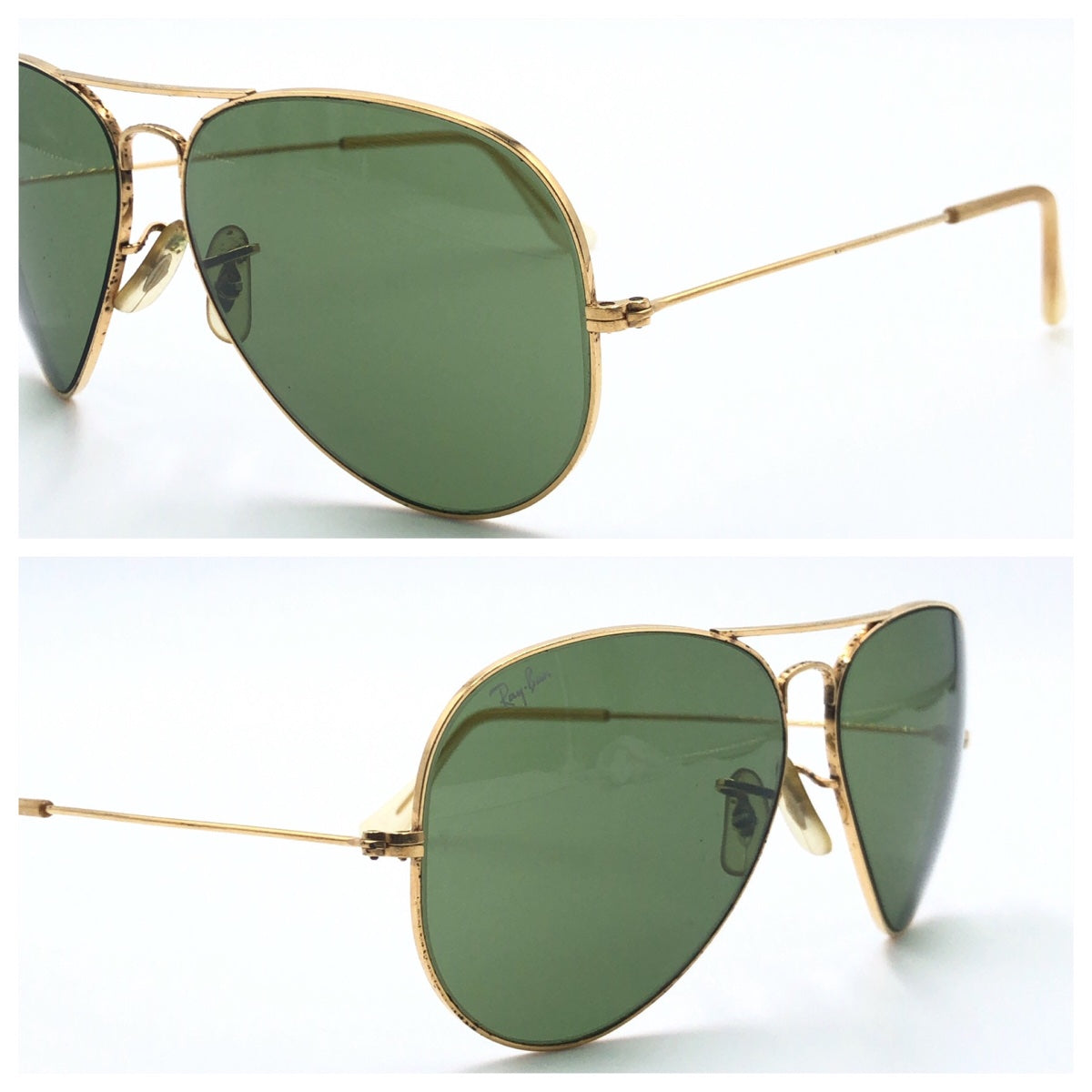 C-129
Ray-Ban レイバン B&L U.S.A アビエーター 男女兼用 ゴールド グリーン 緑 メタル B&L REY-BAN 62□14 サングラス ティアドロップ  メンズ