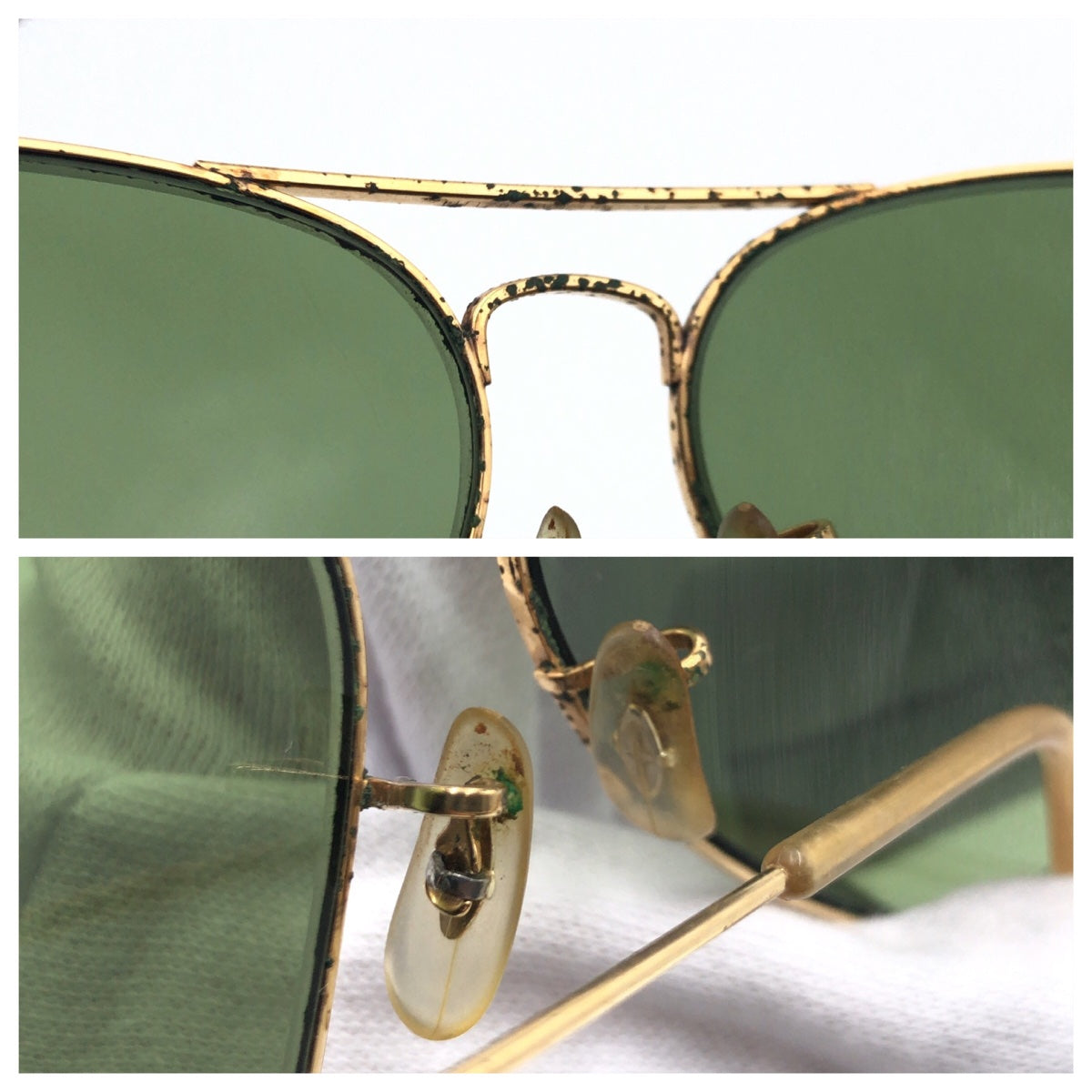 C-129
Ray-Ban レイバン B&L U.S.A アビエーター 男女兼用 ゴールド グリーン 緑 メタル B&L REY-BAN 62□14 サングラス ティアドロップ  メンズ