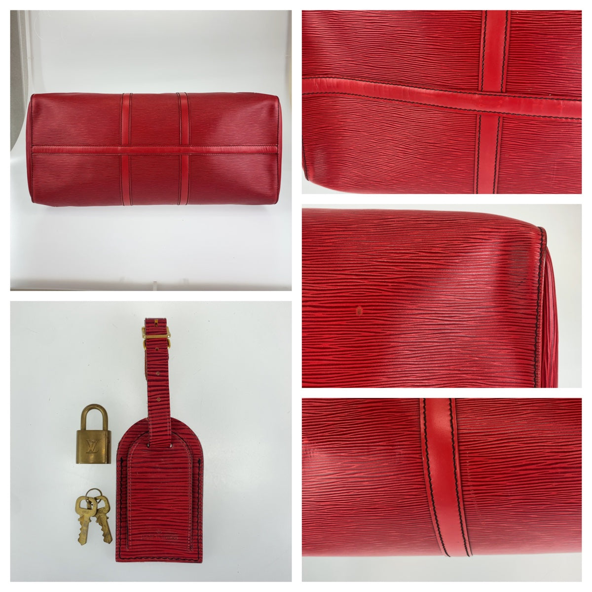 H-00175
LOUIS VUITTON ルイヴィトン エピ キーポル55 男女兼用 レッド 赤 ゴールド金具 グレインレザー M42957 ボストンバッグ 旅行バッグ  レディース