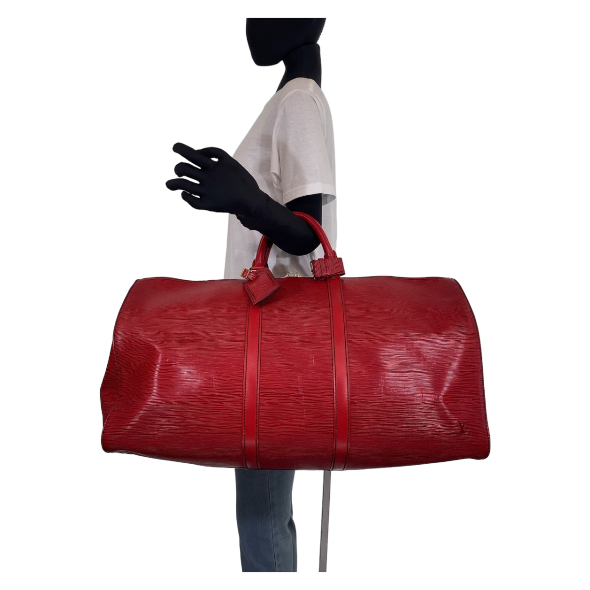 H-00175
LOUIS VUITTON ルイヴィトン エピ キーポル55 男女兼用 レッド 赤 ゴールド金具 グレインレザー M42957 ボストンバッグ 旅行バッグ  レディース