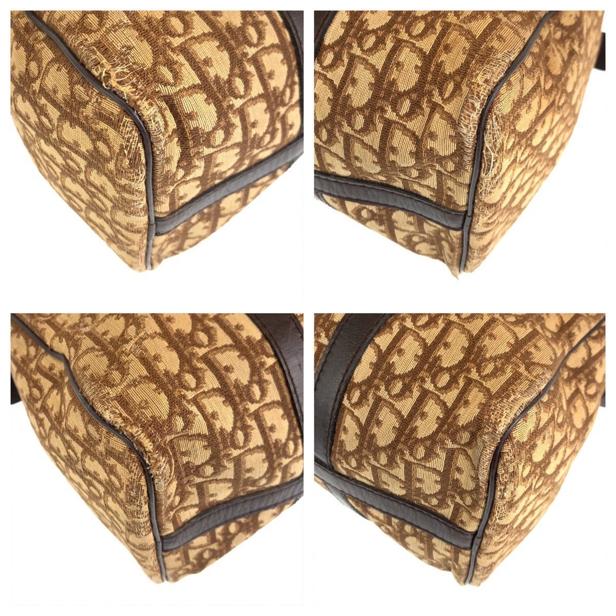 10193
Dior ディオール ヴィンテージ トロッター ブラウン キャンバス / レザー ハンドバッグ ミニボストンバッグ  レディース