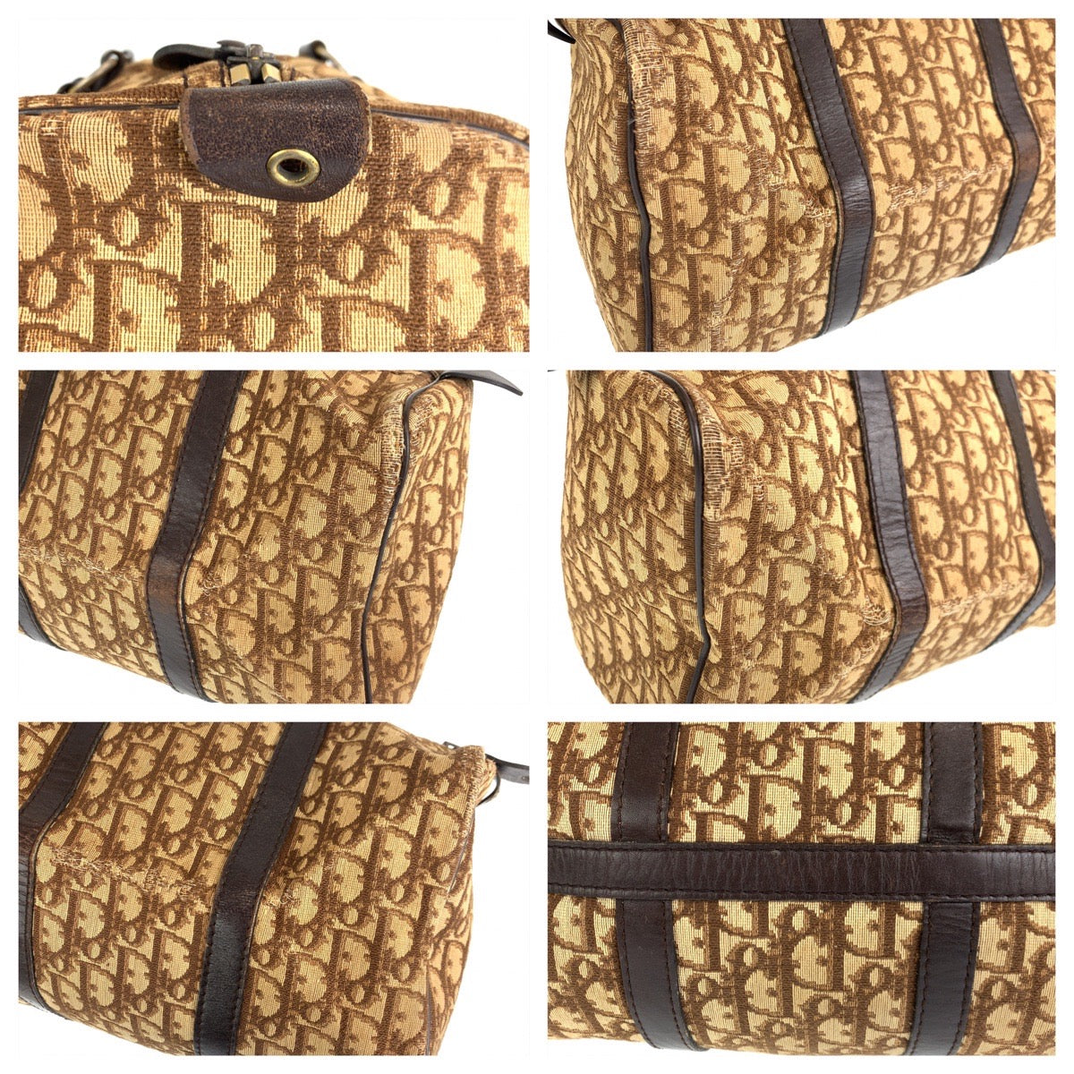 10193
Dior ディオール ヴィンテージ トロッター ブラウン キャンバス / レザー ハンドバッグ ミニボストンバッグ  レディース