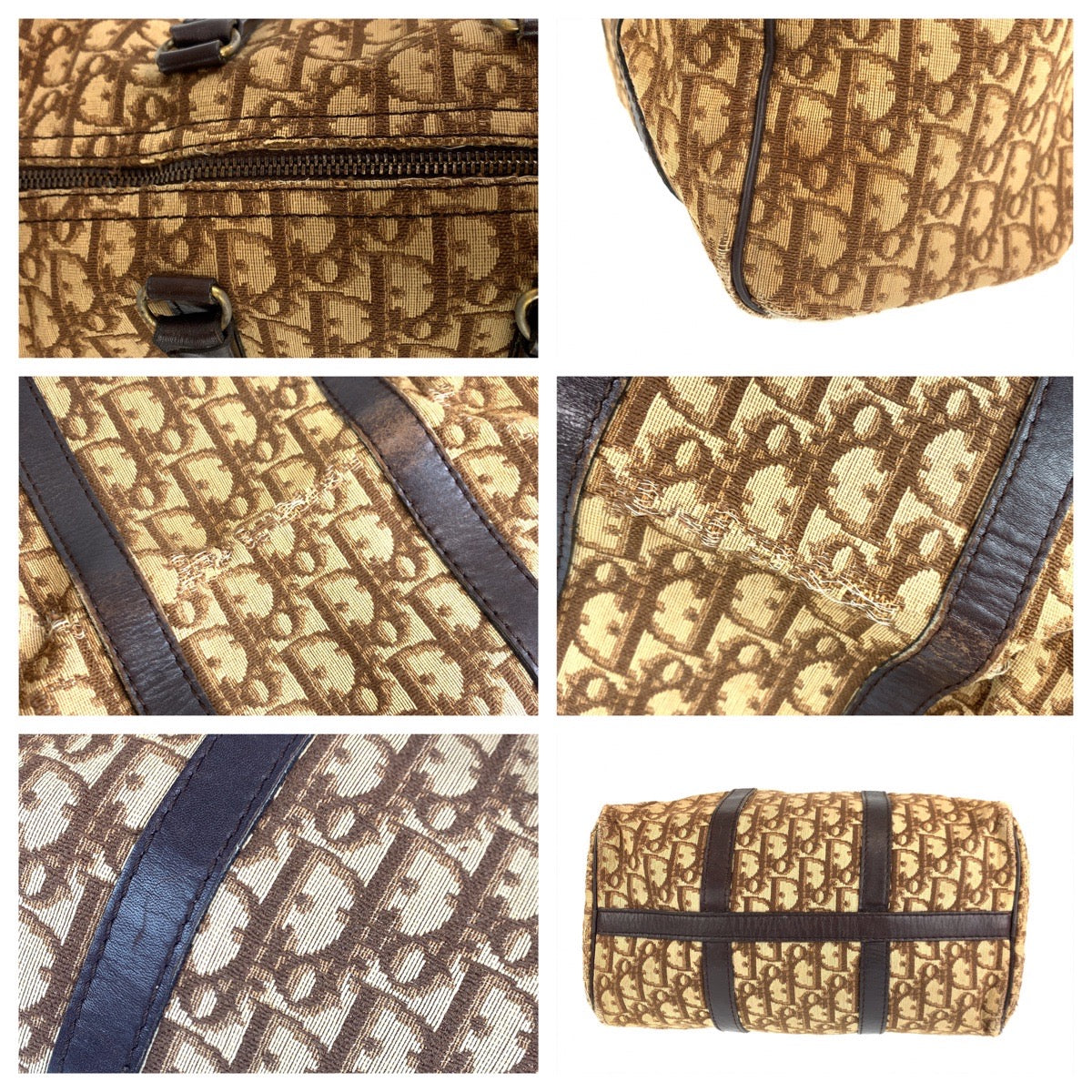 10193
Dior ディオール ヴィンテージ トロッター ブラウン キャンバス / レザー ハンドバッグ ミニボストンバッグ  レディース