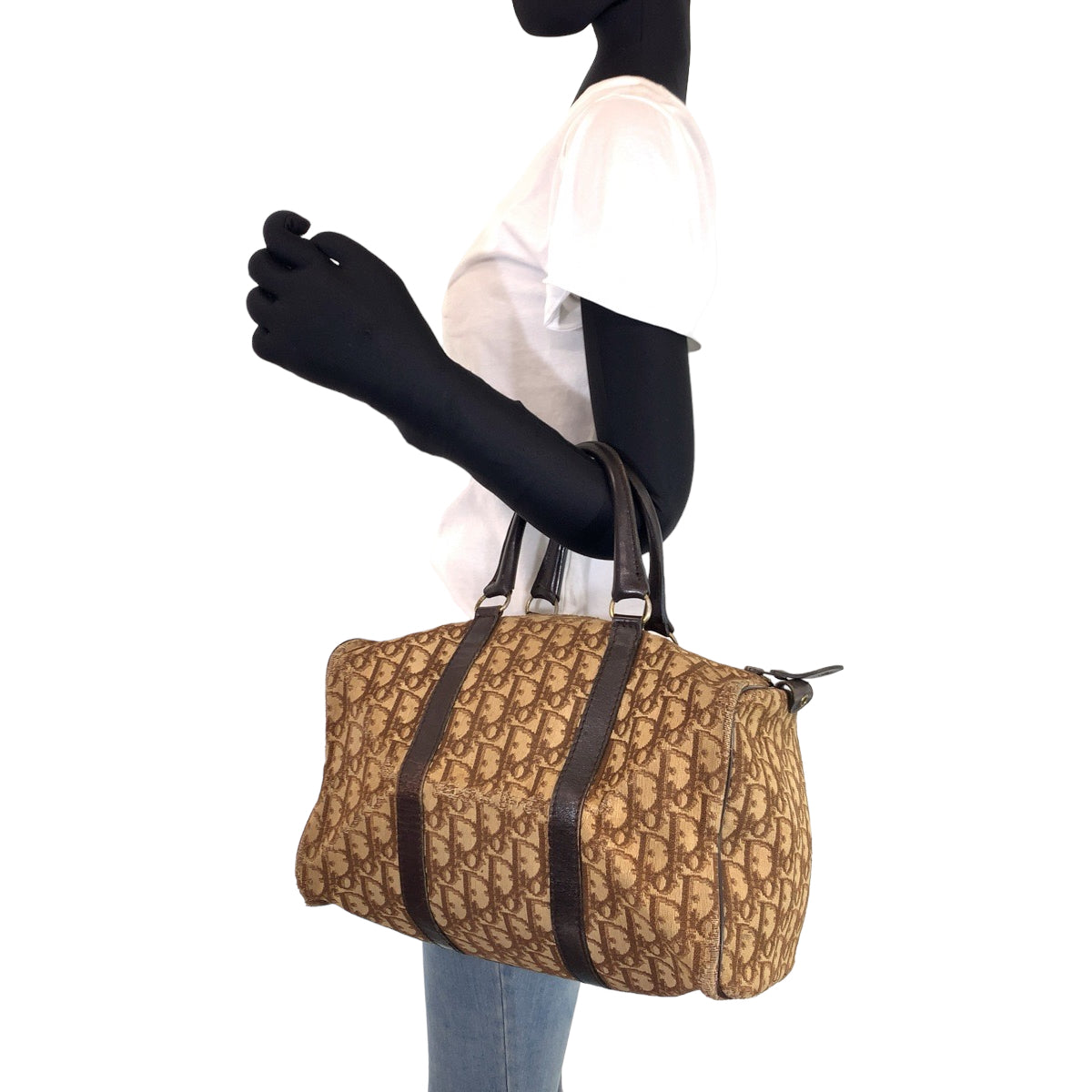 10193
Dior ディオール ヴィンテージ トロッター ブラウン キャンバス / レザー ハンドバッグ ミニボストンバッグ  レディース