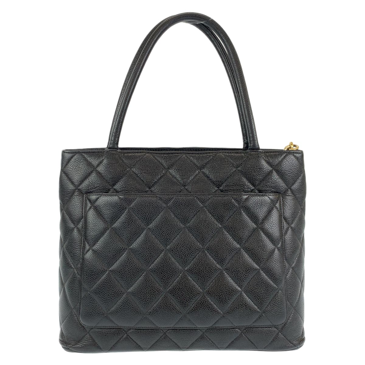 H-00288
CHANEL シャネル ヴィンテージ 復刻トート メダリオン ブラック 黒 ゴールド金具 キャビアスキン トートバッグ 肩掛け  レディース