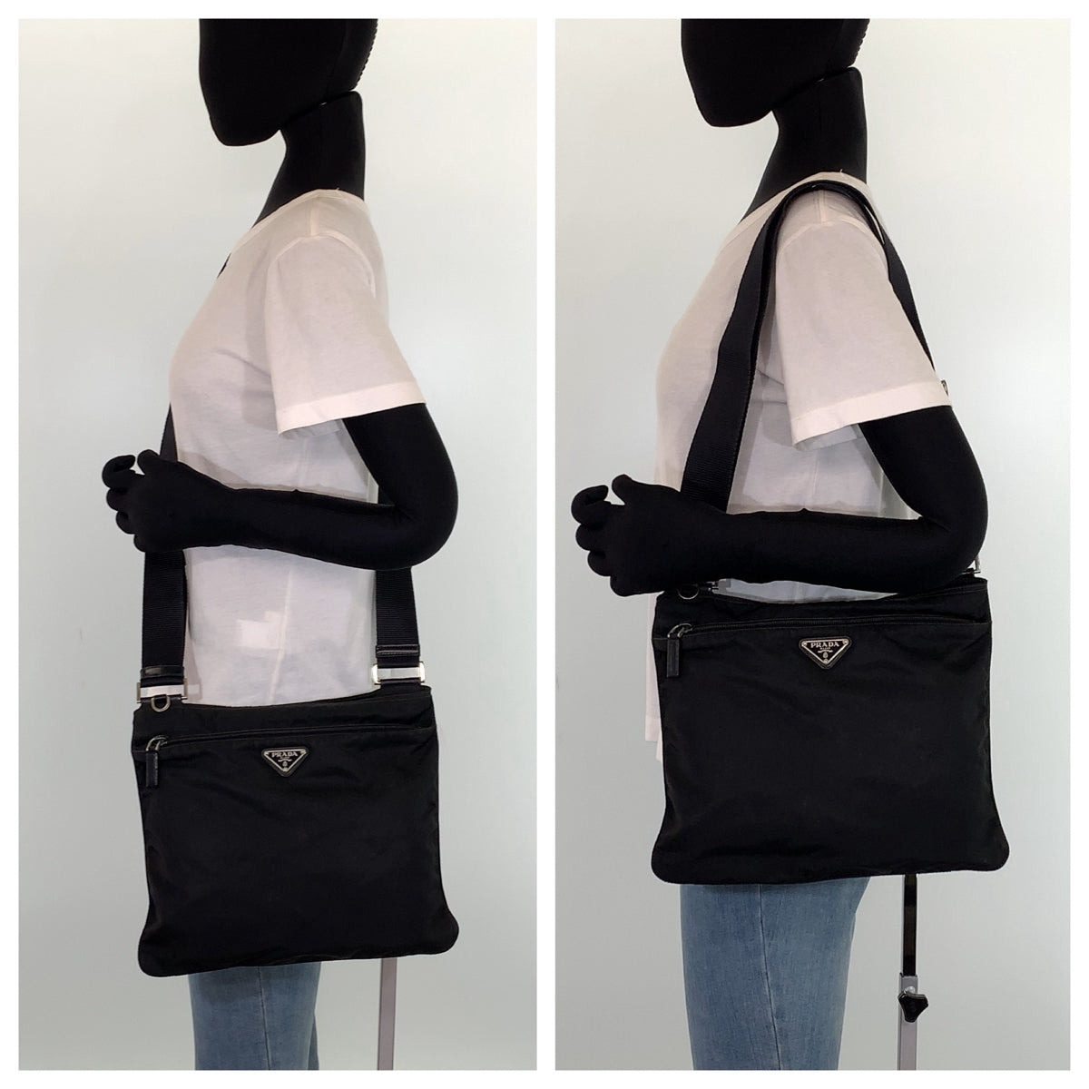 H-00289
PRADA プラダ テスート ブラック 黒 シルバー金具 ナイロン ショルダーバッグ 斜め掛けバッグ  レディース