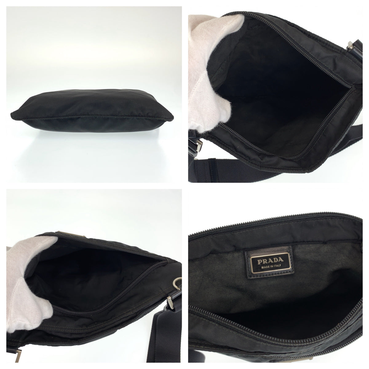 H-00289
PRADA プラダ テスート ブラック 黒 シルバー金具 ナイロン ショルダーバッグ 斜め掛けバッグ  レディース