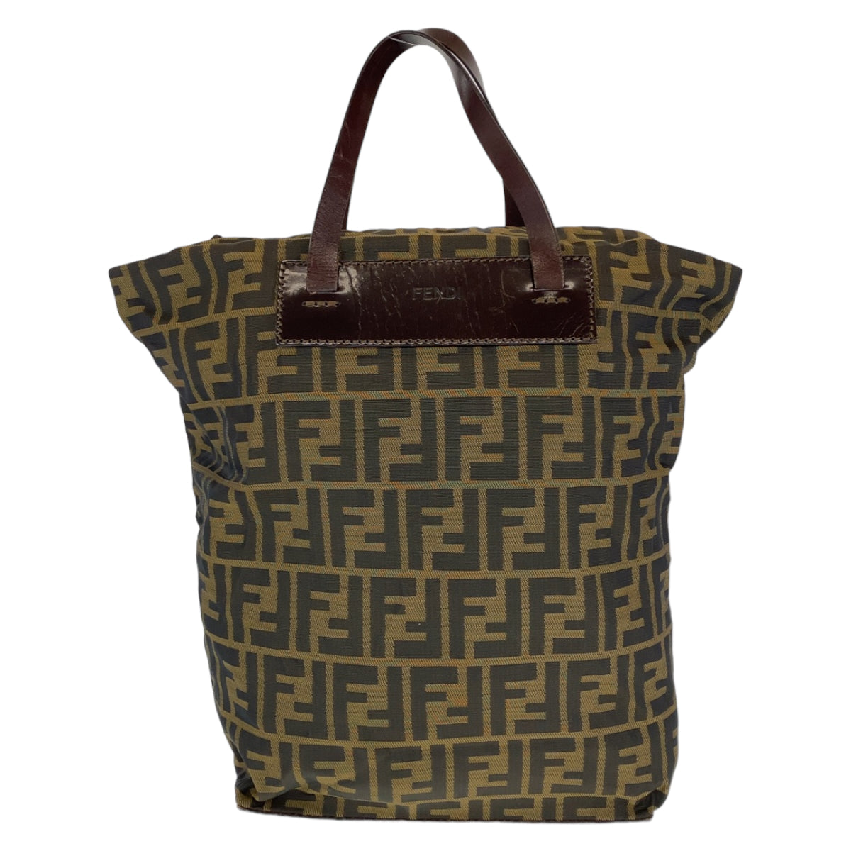 H-00178
FENDI フェンディ ズッカ ブラウン キャンバス / レザー トートバッグ ハンドバッグ  レディース