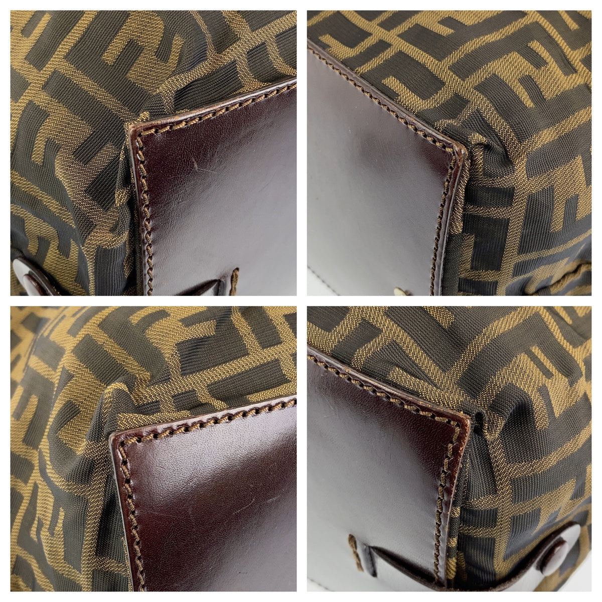 H-00178
FENDI フェンディ ズッカ ブラウン キャンバス / レザー トートバッグ ハンドバッグ  レディース