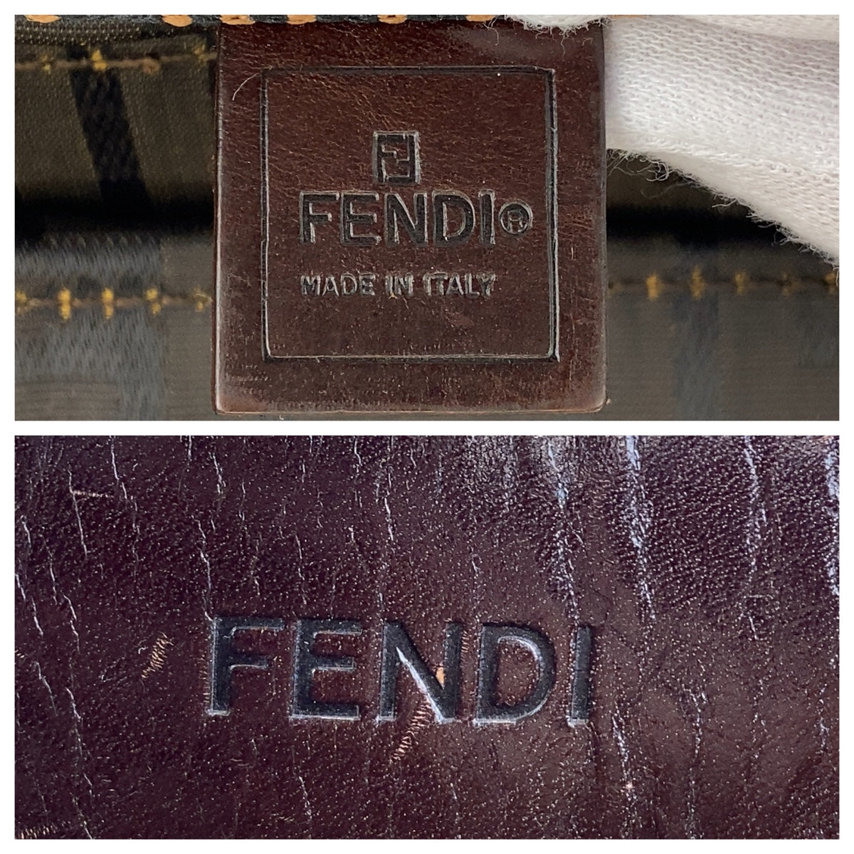 H-00178
FENDI フェンディ ズッカ ブラウン キャンバス / レザー トートバッグ ハンドバッグ  レディース