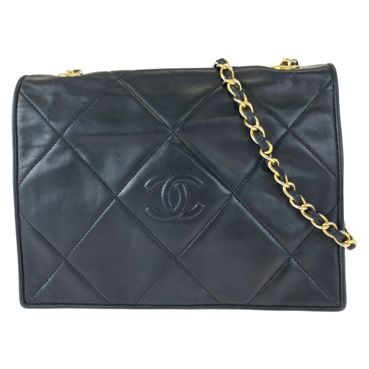 C-056
CHANEL シャネル ヴィンテージ マトラッセ ココマーク ブラック 黒 ゴールド金具 ラムスキン チェーンショルダーバッグ 肩掛け  レディース
