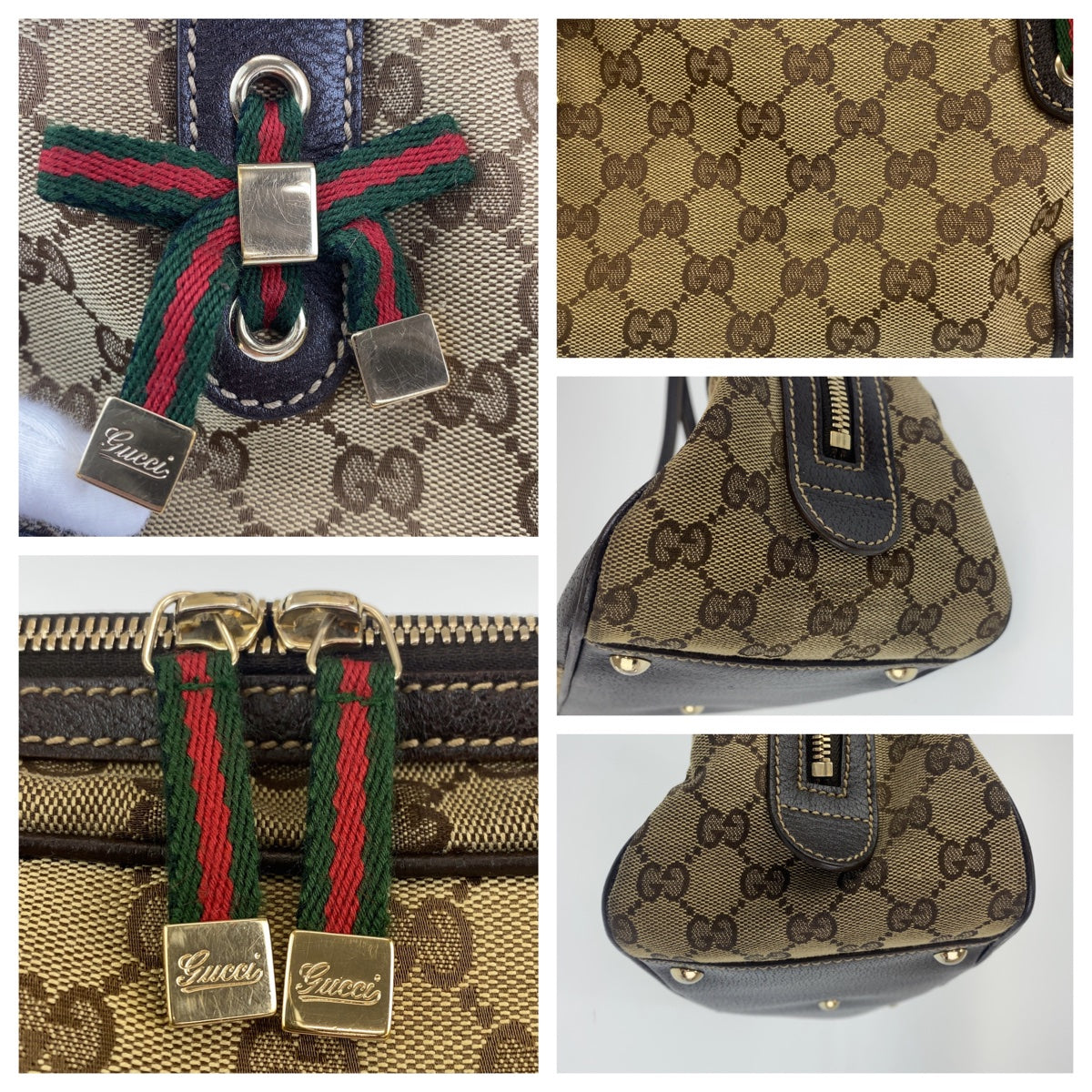H-00179
GUCCI グッチ プリンシー ブラウン ベージュ 茶 ゴールド金具 GGキャンバス ショルダーバッグ ハンドバッグ ミニボストンバッグ  レディース
