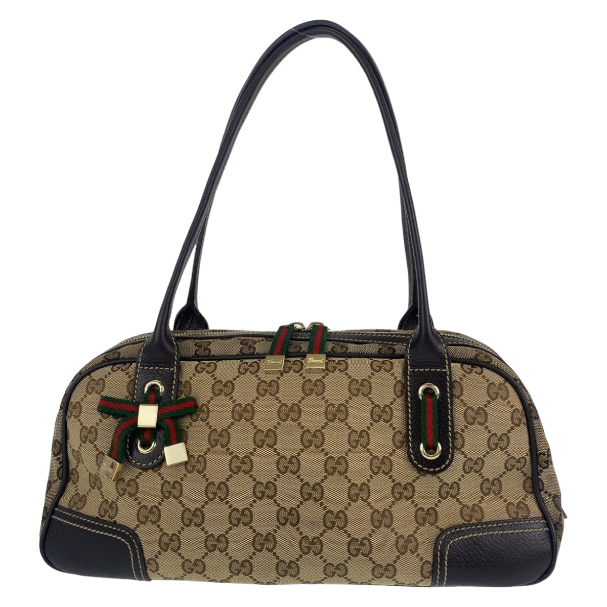 H-00179
GUCCI グッチ プリンシー ブラウン ベージュ 茶 ゴールド金具 GGキャンバス ショルダーバッグ ハンドバッグ ミニボストンバッグ  レディース