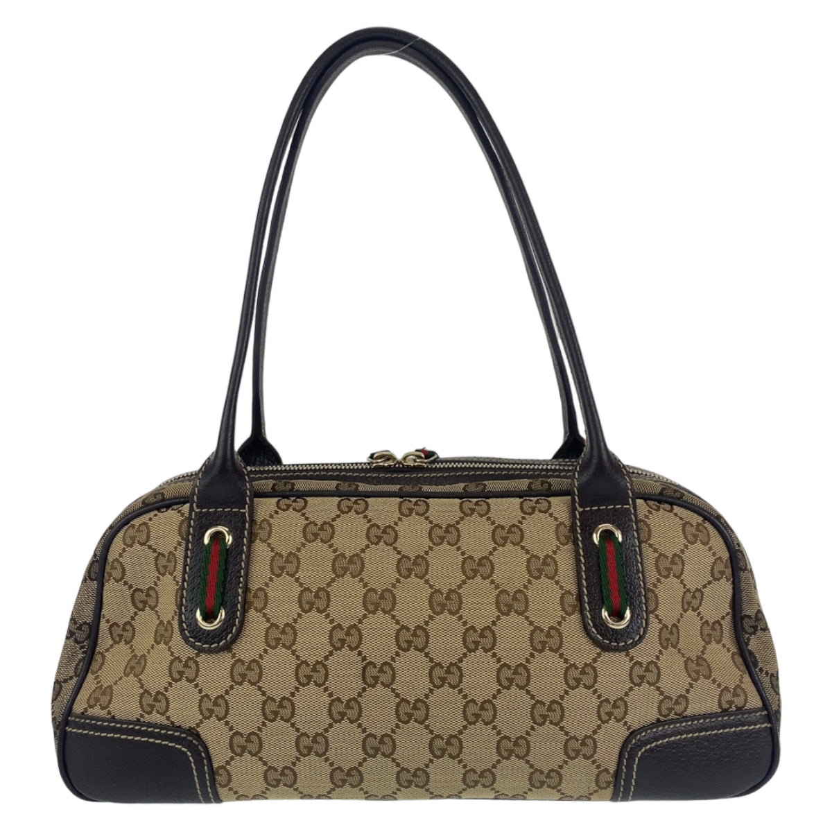 H-00179
GUCCI グッチ プリンシー ブラウン ベージュ 茶 ゴールド金具 GGキャンバス ショルダーバッグ ハンドバッグ ミニボストンバッグ  レディース