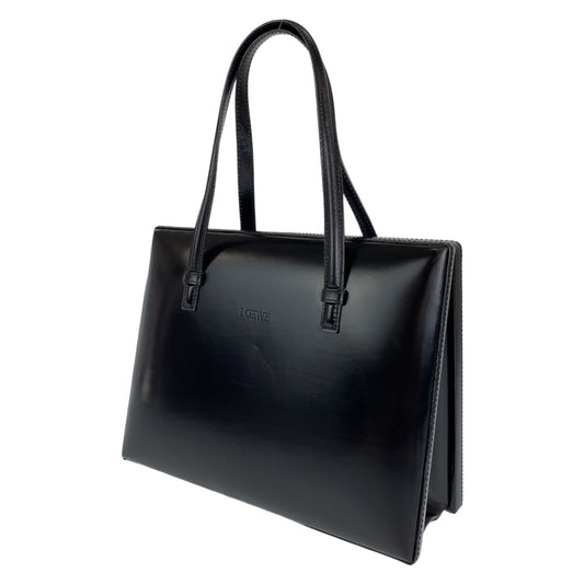 H-0372
LOEWE ロエベ ヴィンテージ ボックス ブラック 黒 レザー ハンドバッグ トートバッグ  レディース