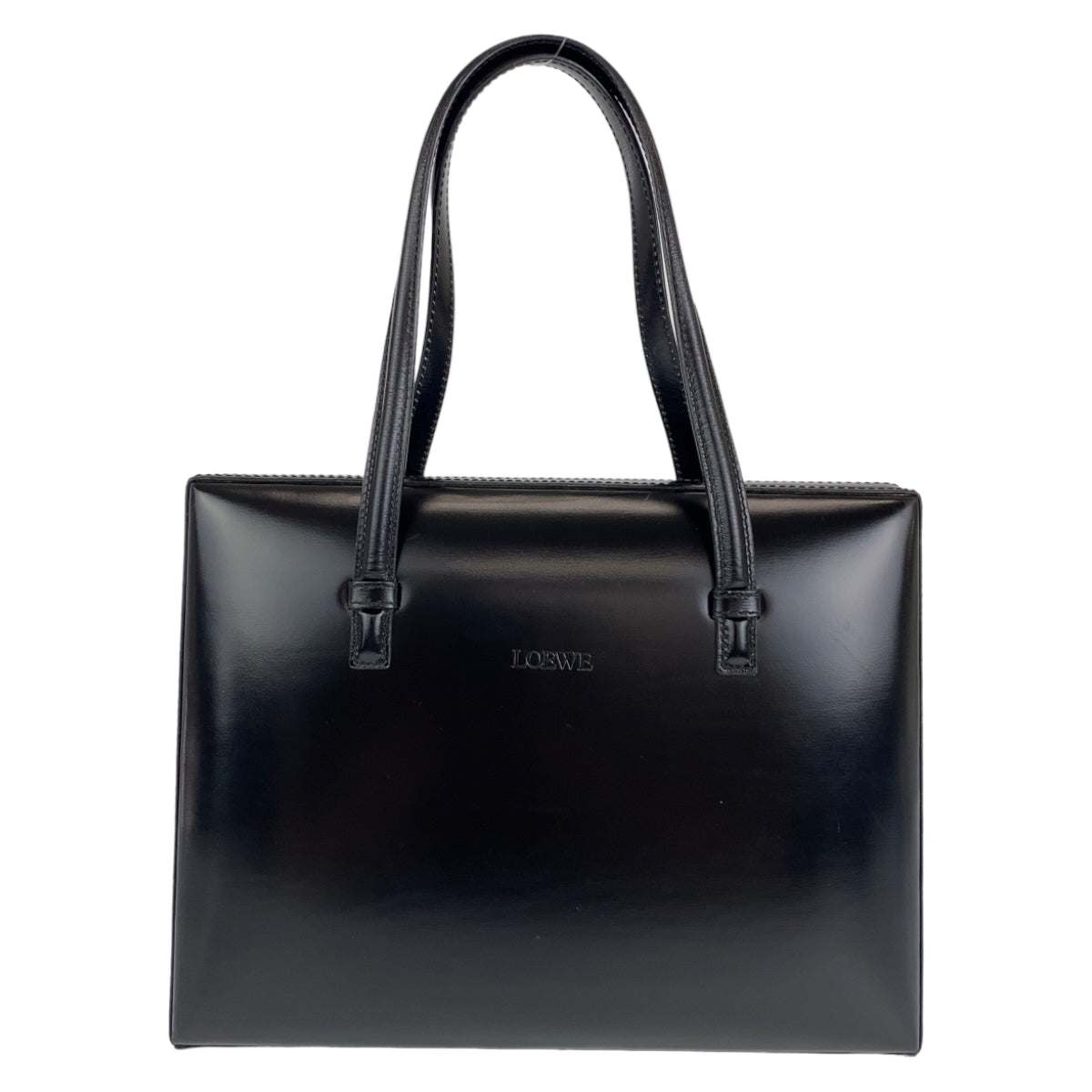 H-0372
LOEWE ロエベ ヴィンテージ ボックス ブラック 黒 レザー ハンドバッグ トートバッグ  レディース
