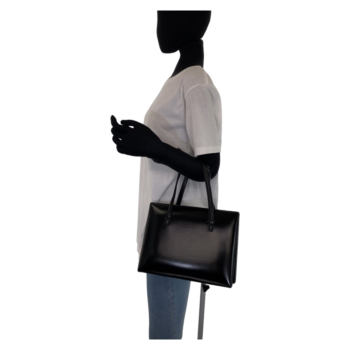 H-0372
LOEWE ロエベ ヴィンテージ ボックス ブラック 黒 レザー ハンドバッグ トートバッグ  レディース