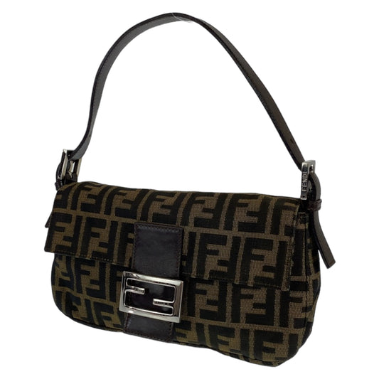 H-00291
FENDI フェンディ ズッカ柄 マンマバケット ブラウン 茶 シルバー金具 キャンバス ハンドバッグ ワンショルダー  レディース