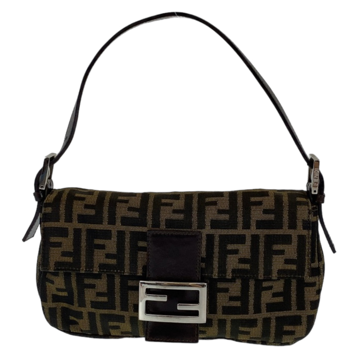 H-00291
FENDI フェンディ ズッカ柄 マンマバケット ブラウン 茶 シルバー金具 キャンバス ハンドバッグ ワンショルダー  レディース