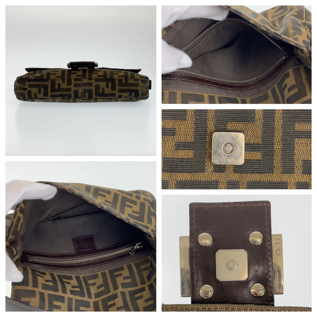 H-00291
FENDI フェンディ ズッカ柄 マンマバケット ブラウン 茶 シルバー金具 キャンバス ハンドバッグ ワンショルダー  レディース