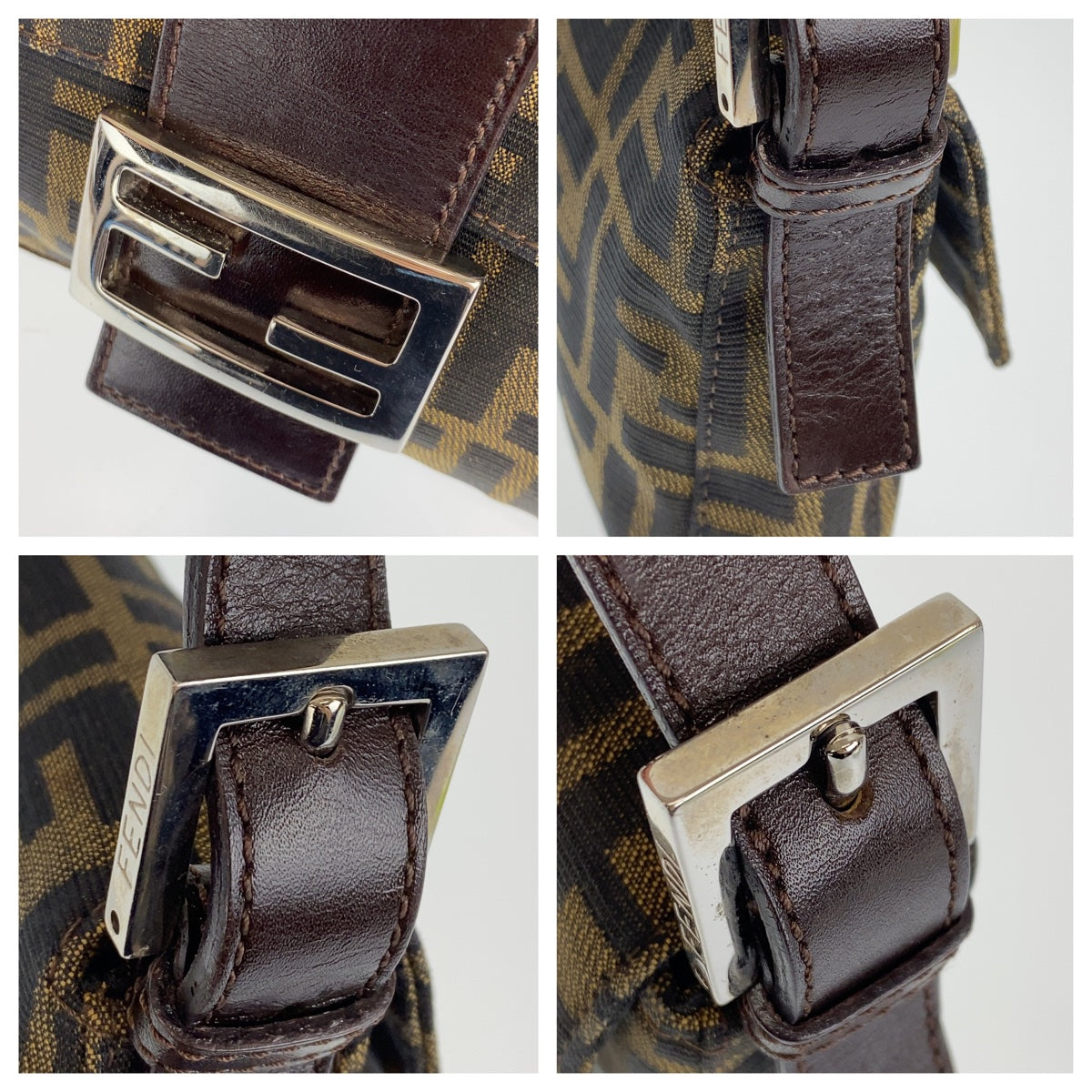 H-00291
FENDI フェンディ ズッカ柄 マンマバケット ブラウン 茶 シルバー金具 キャンバス ハンドバッグ ワンショルダー  レディース