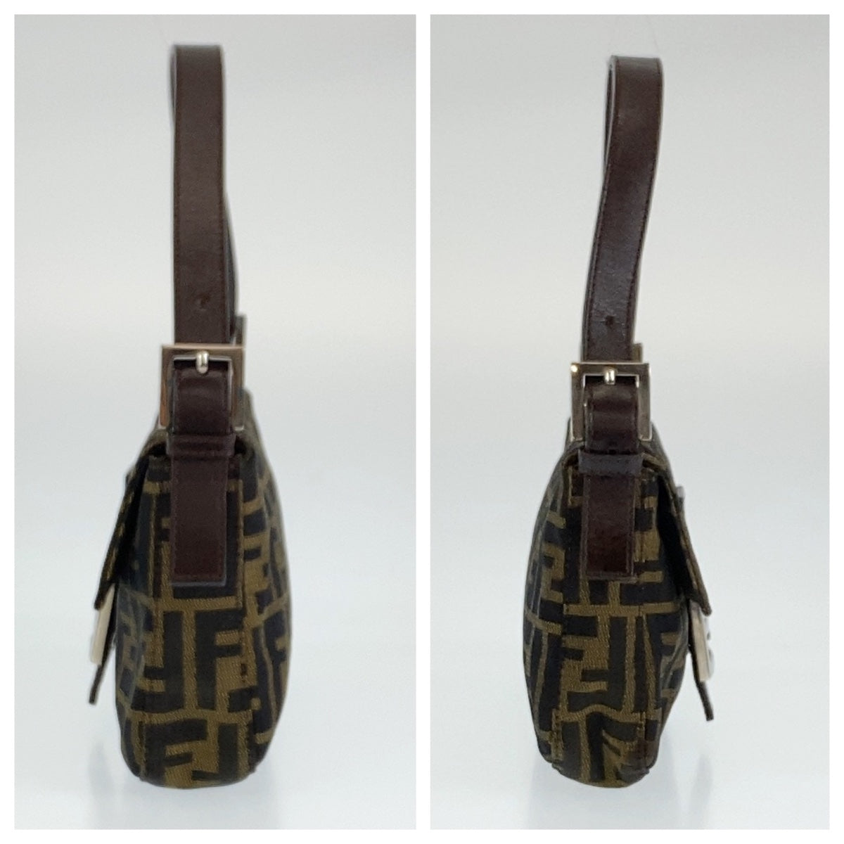 H-00291
FENDI フェンディ ズッカ柄 マンマバケット ブラウン 茶 シルバー金具 キャンバス ハンドバッグ ワンショルダー  レディース