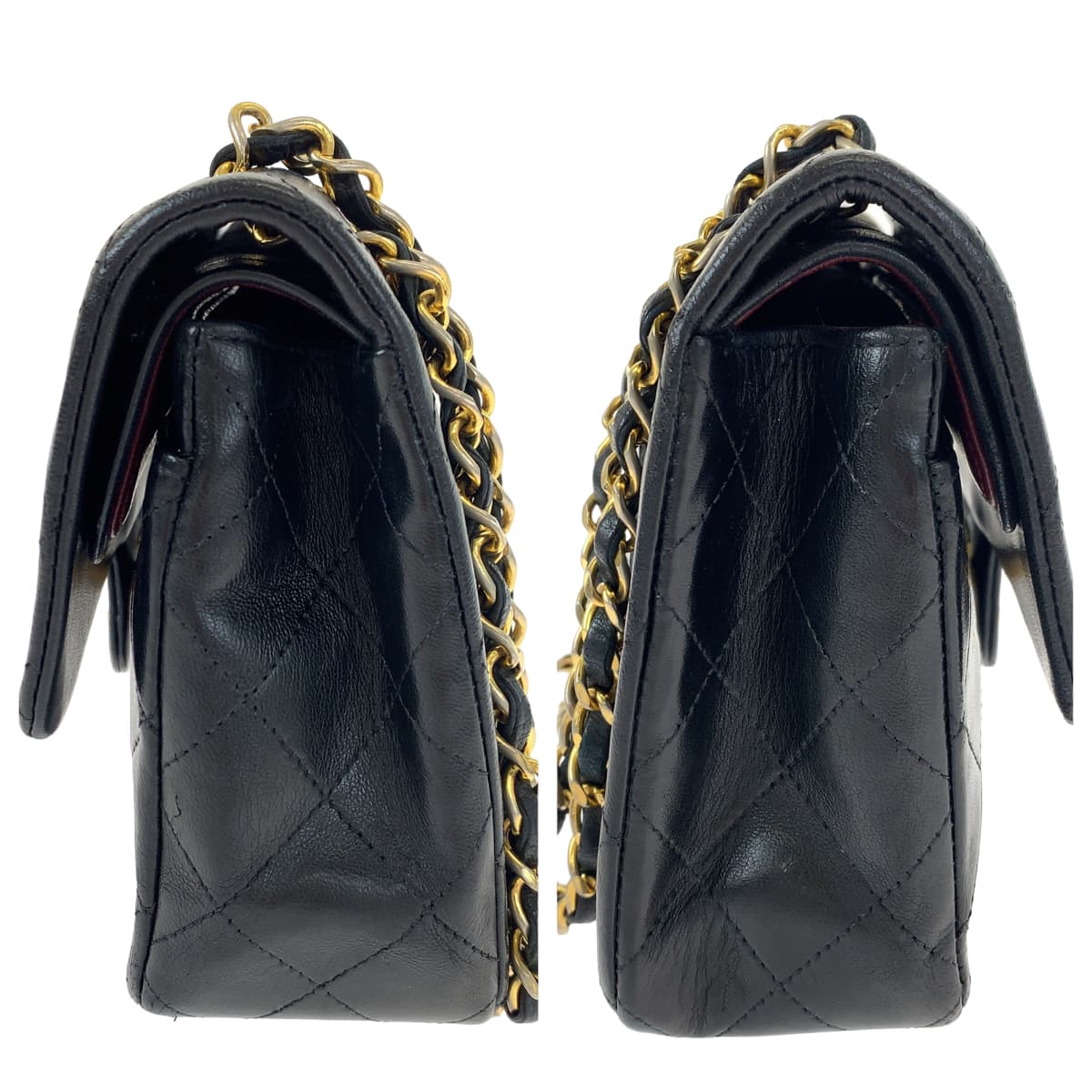 H-00292
CHANEL シャネル ヴィンテージ マトラッセ23 ダブルフラップ タイムレス ココマーク ターンロック ブラック 黒 ゴールド金具 ラムスキン Wチェーンショルダーバッグ 肩掛け  レディース