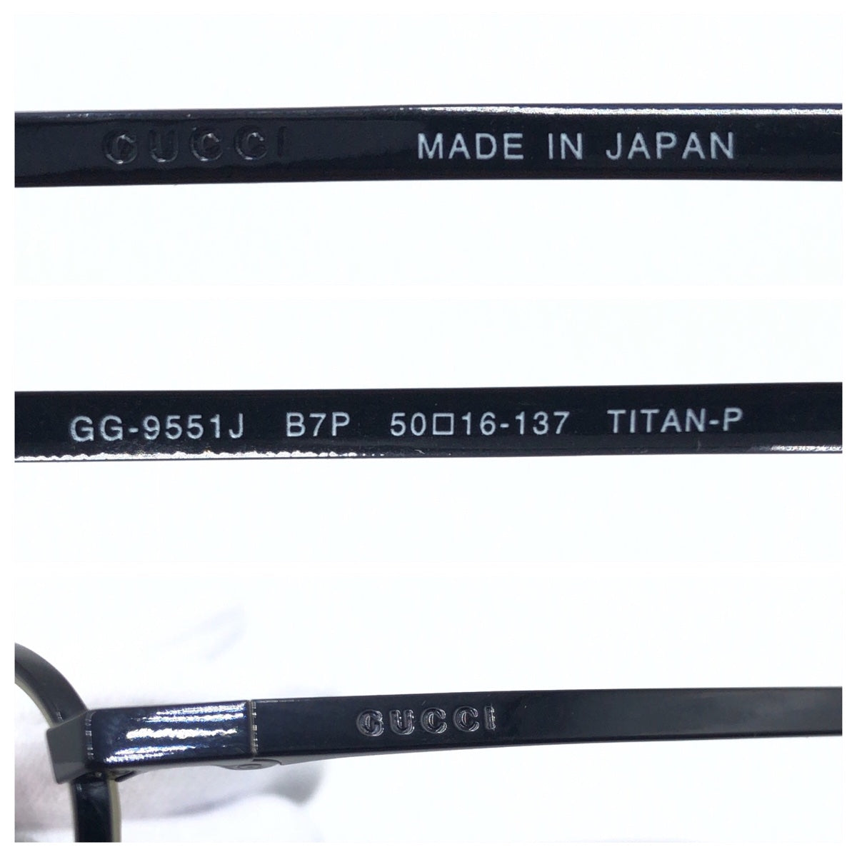 D-013
GUCCI グッチ ブラック 黒 チタン GG-9551J B7P 5016-137 メガネ  度あり レディース