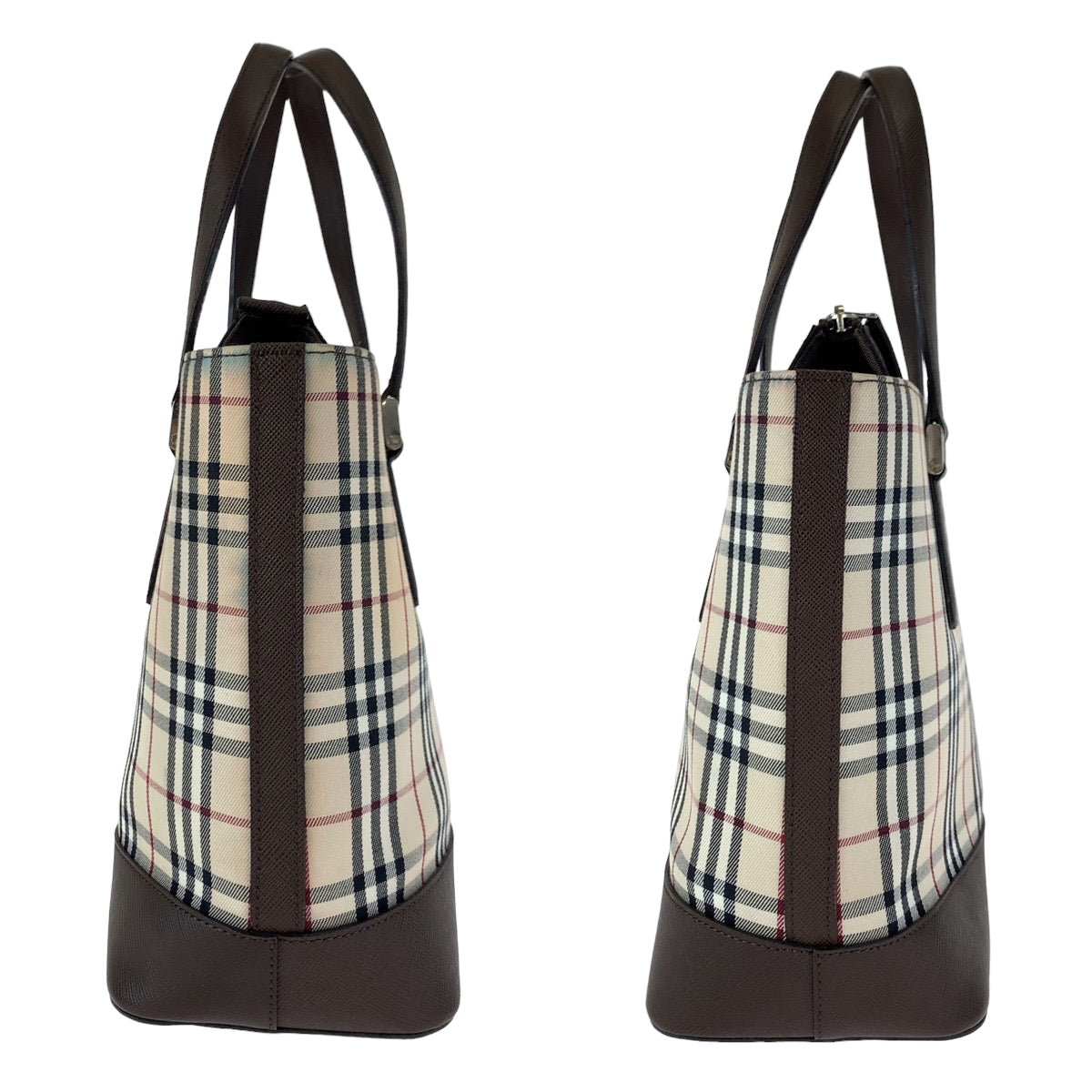 H-00180
BURBERRY バーバリー ノバチェック ベージュ ブラウン 茶 キャンバス / レザー ハンドバッグ トートバッグ  レディース