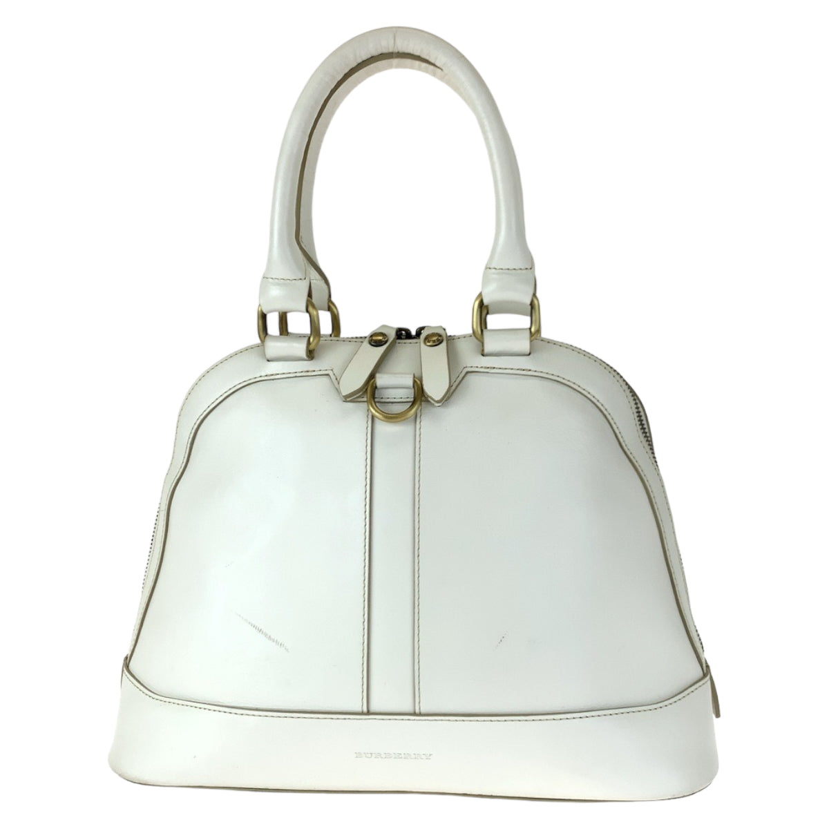 H-00182
BURBERRY バーバリー ホワイト 白 ゴールド金具 レザー ハンドバッグ トートバッグ アルマ型  レディース