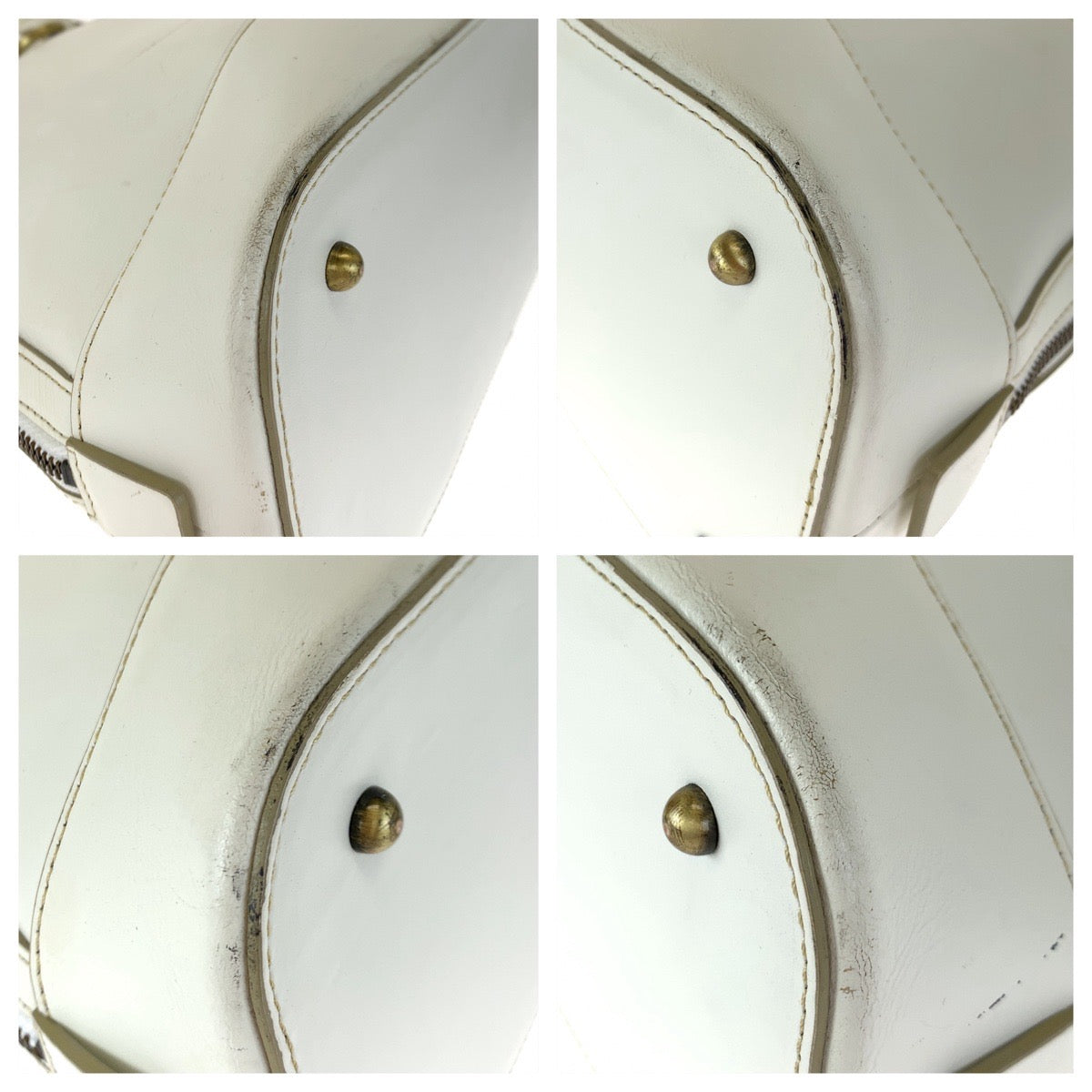 H-00182
BURBERRY バーバリー ホワイト 白 ゴールド金具 レザー ハンドバッグ トートバッグ アルマ型  レディース