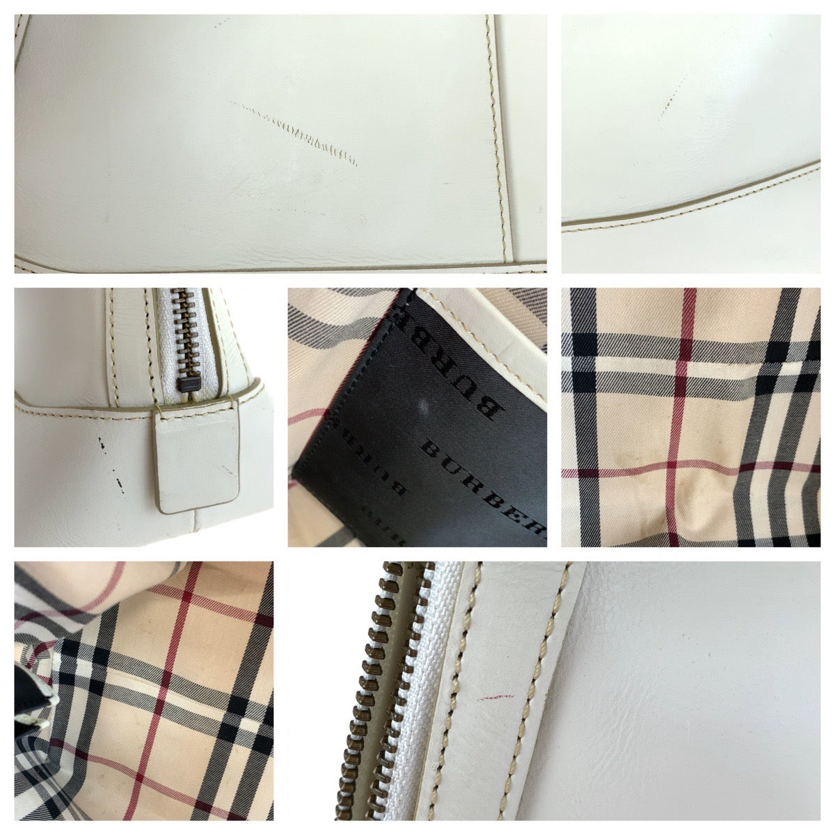 H-00182
BURBERRY バーバリー ホワイト 白 ゴールド金具 レザー ハンドバッグ トートバッグ アルマ型  レディース