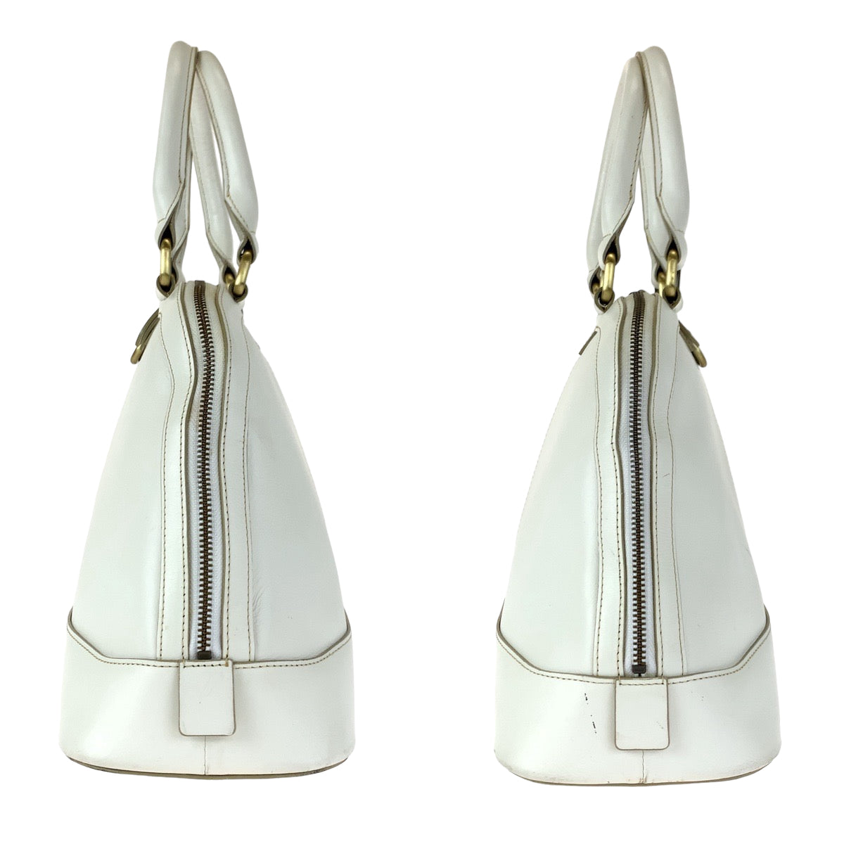 H-00182
BURBERRY バーバリー ホワイト 白 ゴールド金具 レザー ハンドバッグ トートバッグ アルマ型  レディース